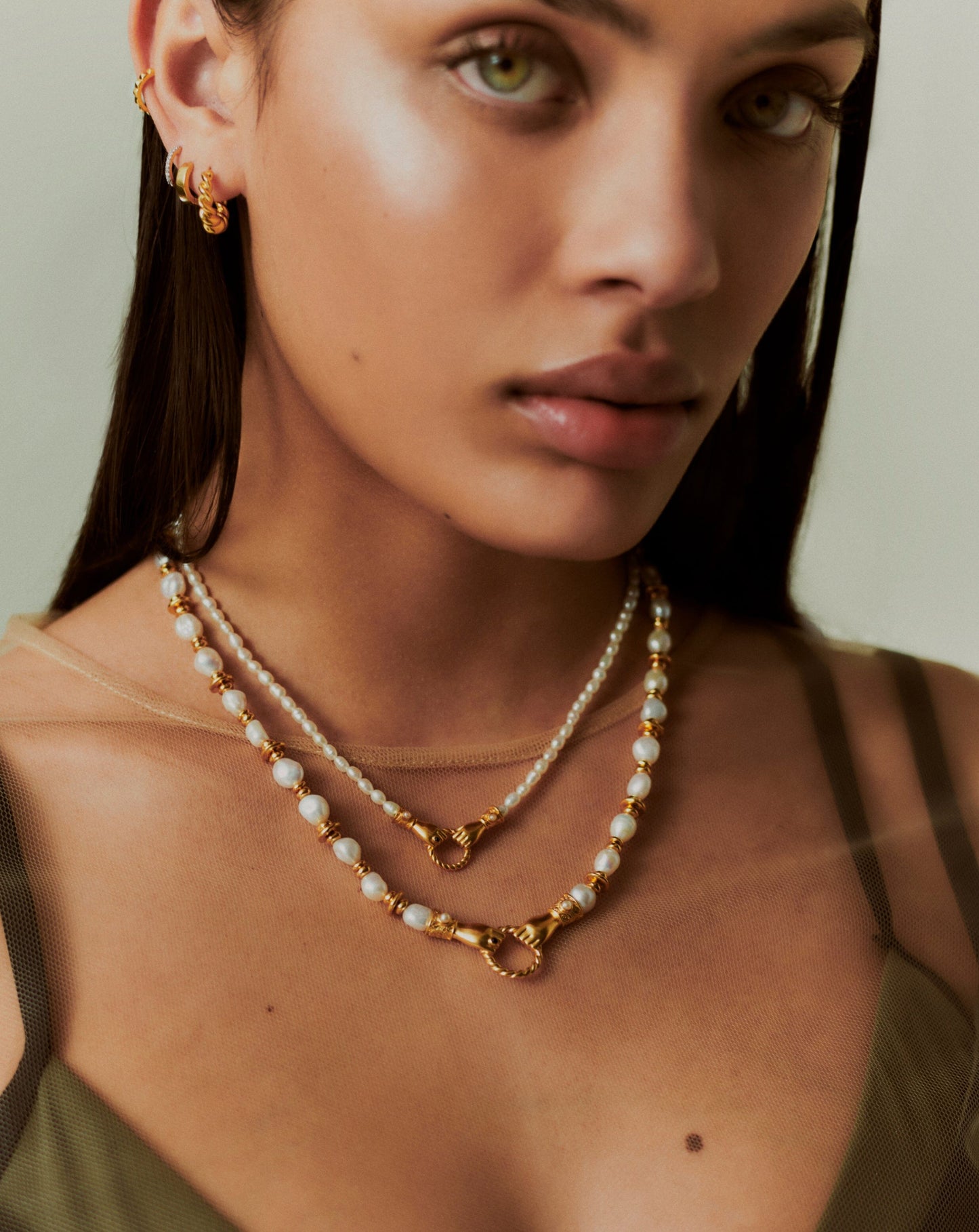 Harris Reed In Good Hands Chunky Beaded Gemstone Necklace | 18ct Gold Plated/Pearl Necklaces Missoma