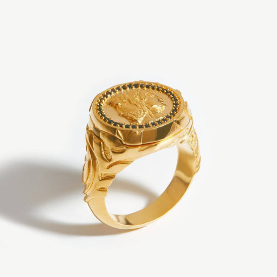 Harris Reed Janus Locket Signet Ring | 18ct Gold Plated/Black Cubic Zirconia Rings Missoma