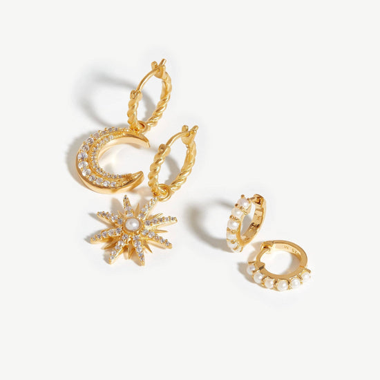 Harris Reed Moonlight Pearl Earring Set | 18ct Gold Plated Vermeil/Pearl Earrings Missoma