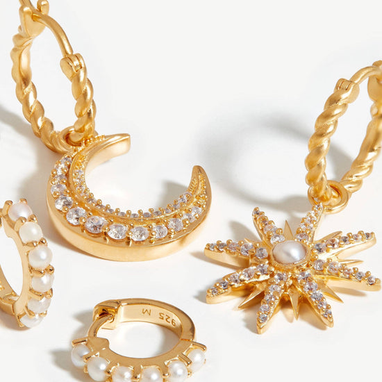 Harris Reed Moonlight Pearl Earring Set | 18ct Gold Plated Vermeil/Pearl Earrings Missoma