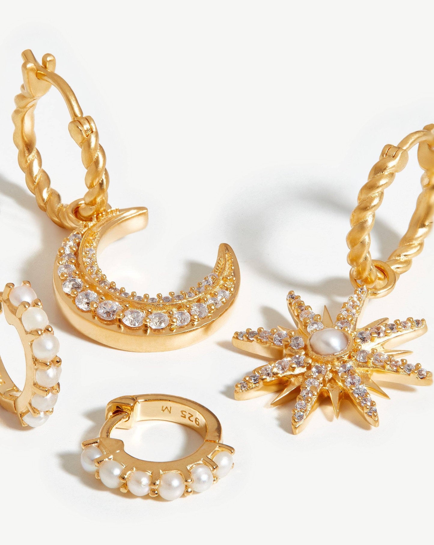 Harris Reed Moonlight Pearl Earring Set | 18ct Gold Plated Vermeil/Pearl Earrings Missoma