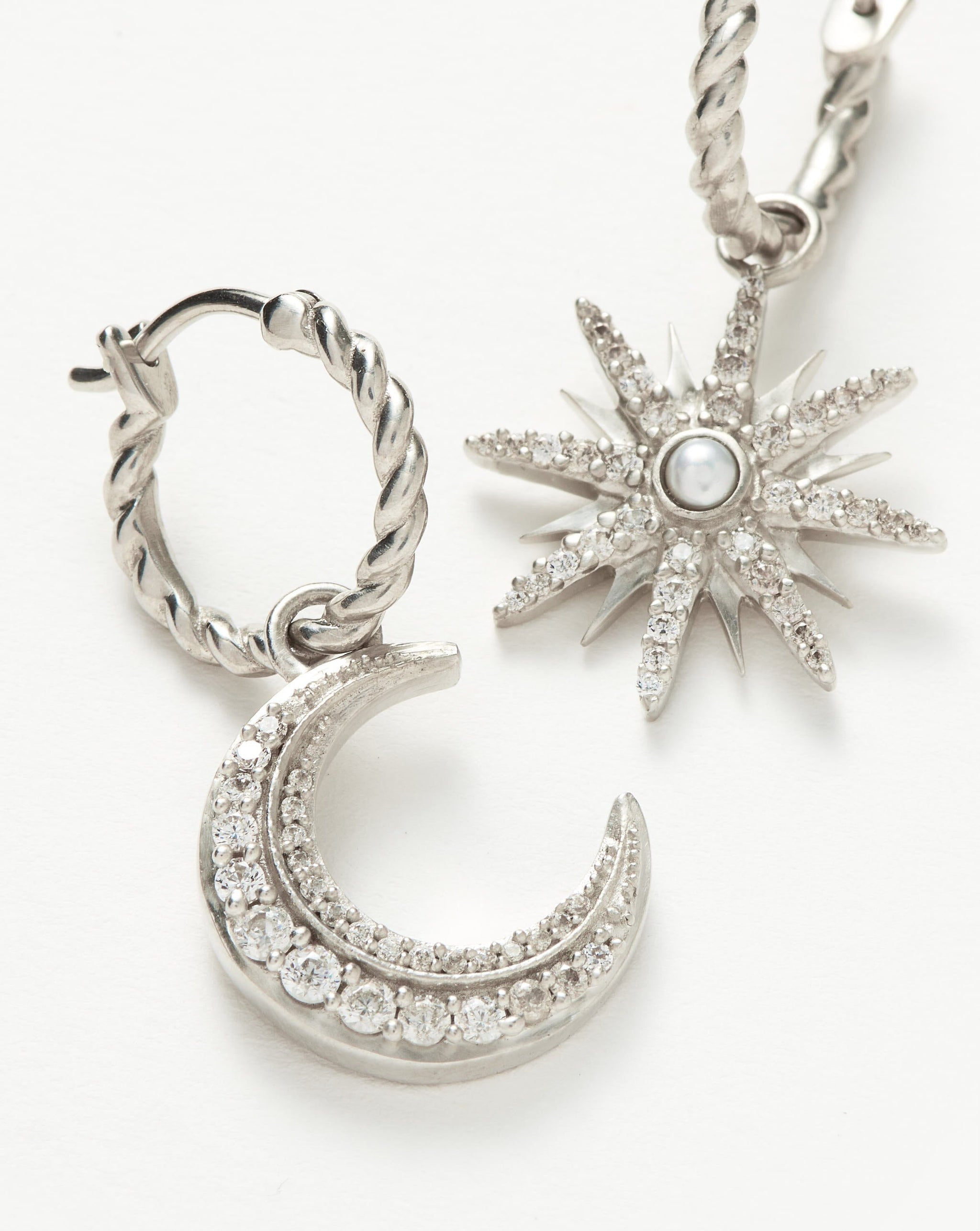 Harris Reed Moonlight Pearl Hoop Earrings | Silver Plated/Pearl Earrings Missoma
