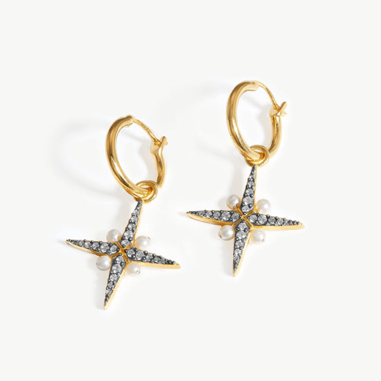 Harris Reed North Star Pearl Hoop Earrings | 18ct Gold Plated Vermeil/Pearl Earrings Missoma 18ct Gold Plated Vermeil/Pearl