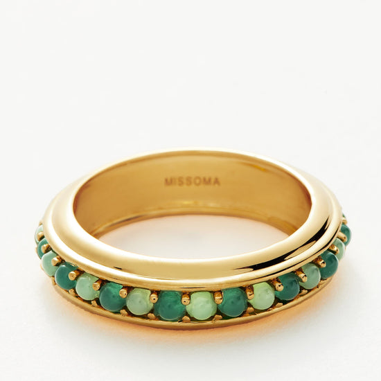 Hot Rox Gemstone Stacking Ring | 18ct Gold Plated Vermeil/Green Onyx & Chalcedony Rings Missoma