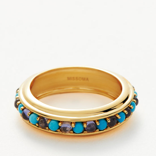 Hot Rox Gemstone Stacking Ring | 18ct Gold Plated Vermeil/Turquoise & Iolite Rings Missoma