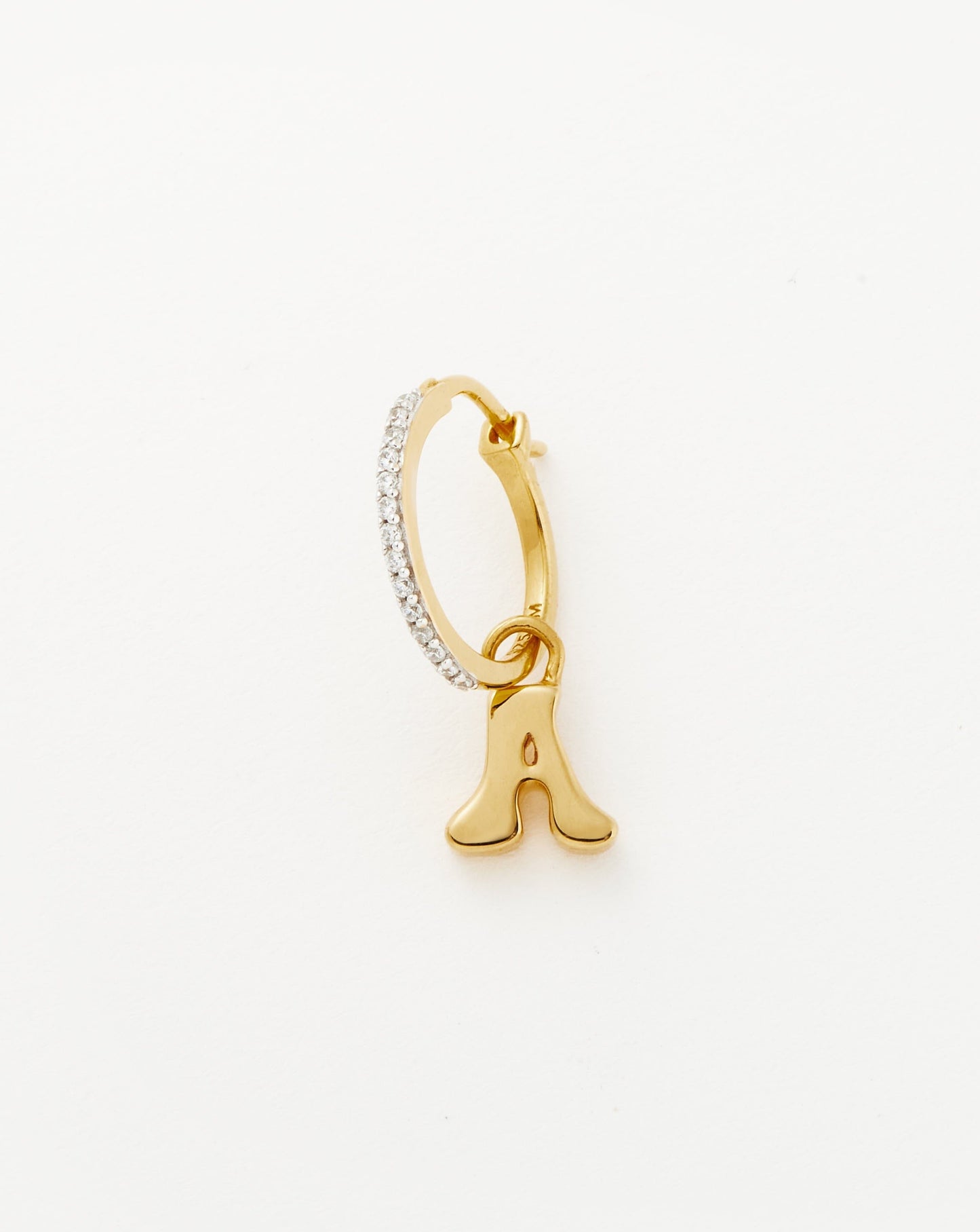 Initial Single Charm Hoop Earring - Initial A | 18ct Gold Plated Vermeil Earrings Missoma