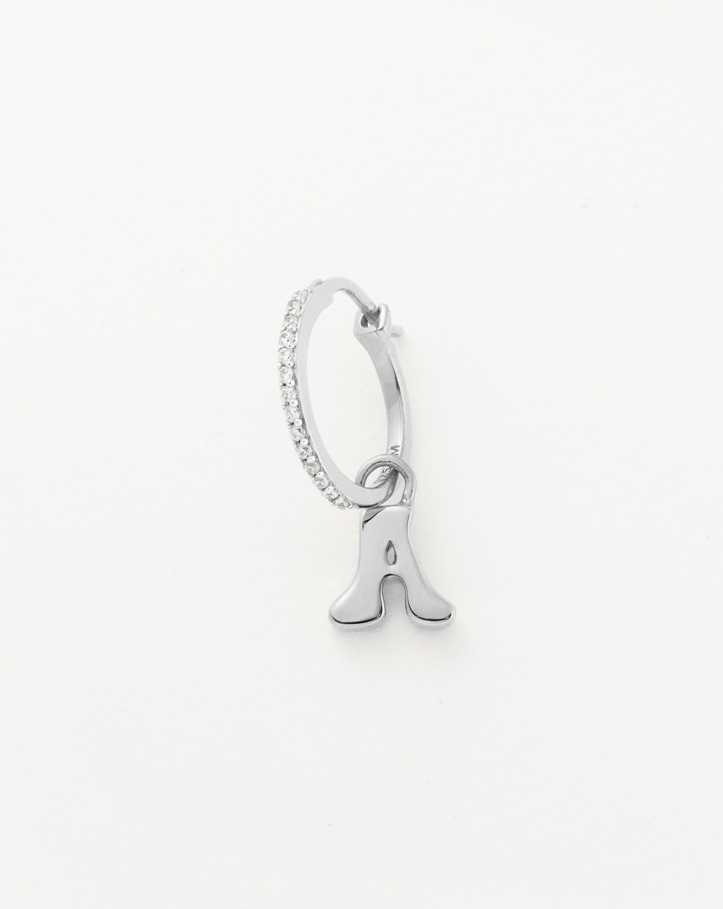 Initial Single Charm Hoop Earring - Initial A | Sterling Silver Earrings Missoma