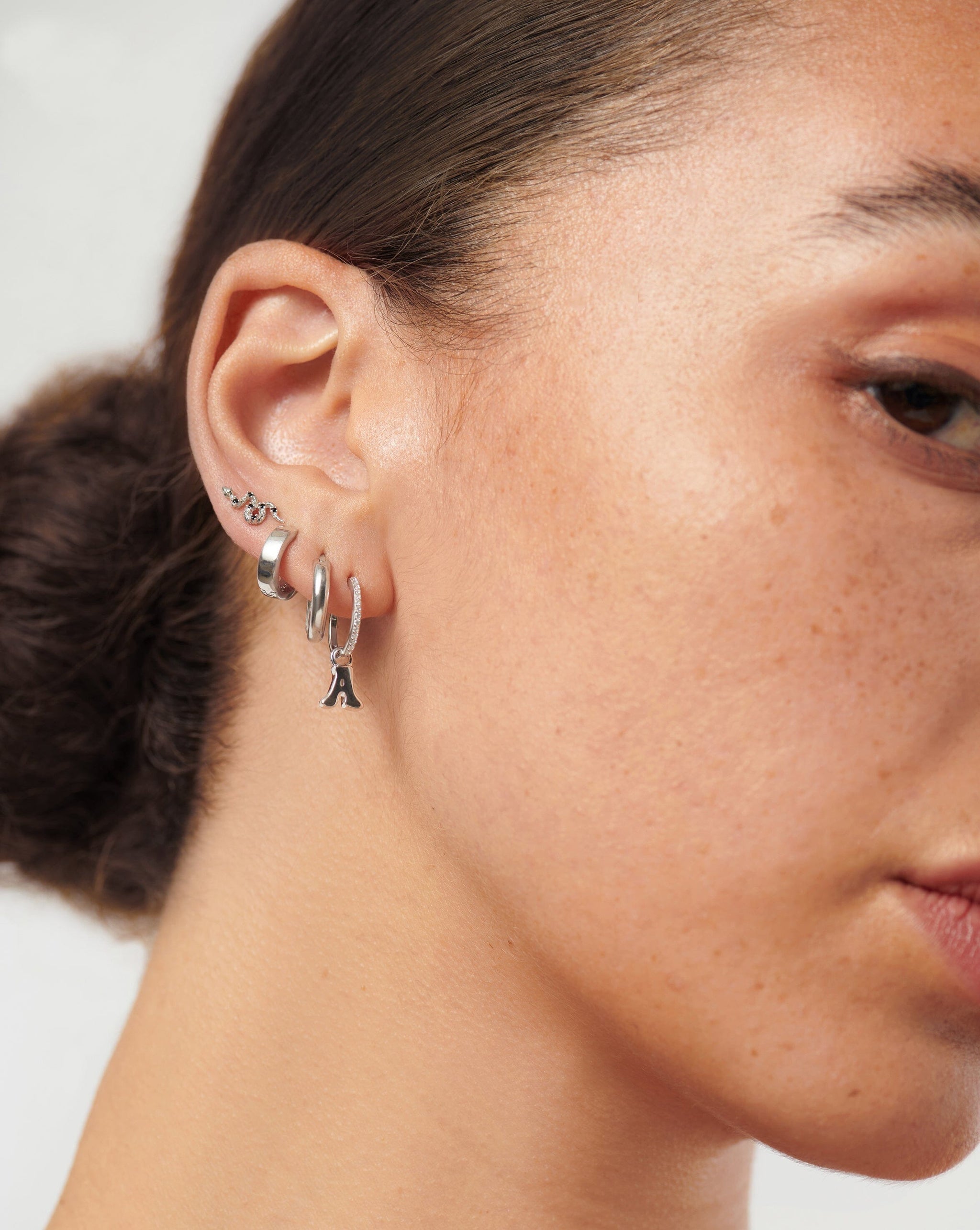 Initial Single Charm Hoop Earring - Initial A | Sterling Silver Earrings Missoma