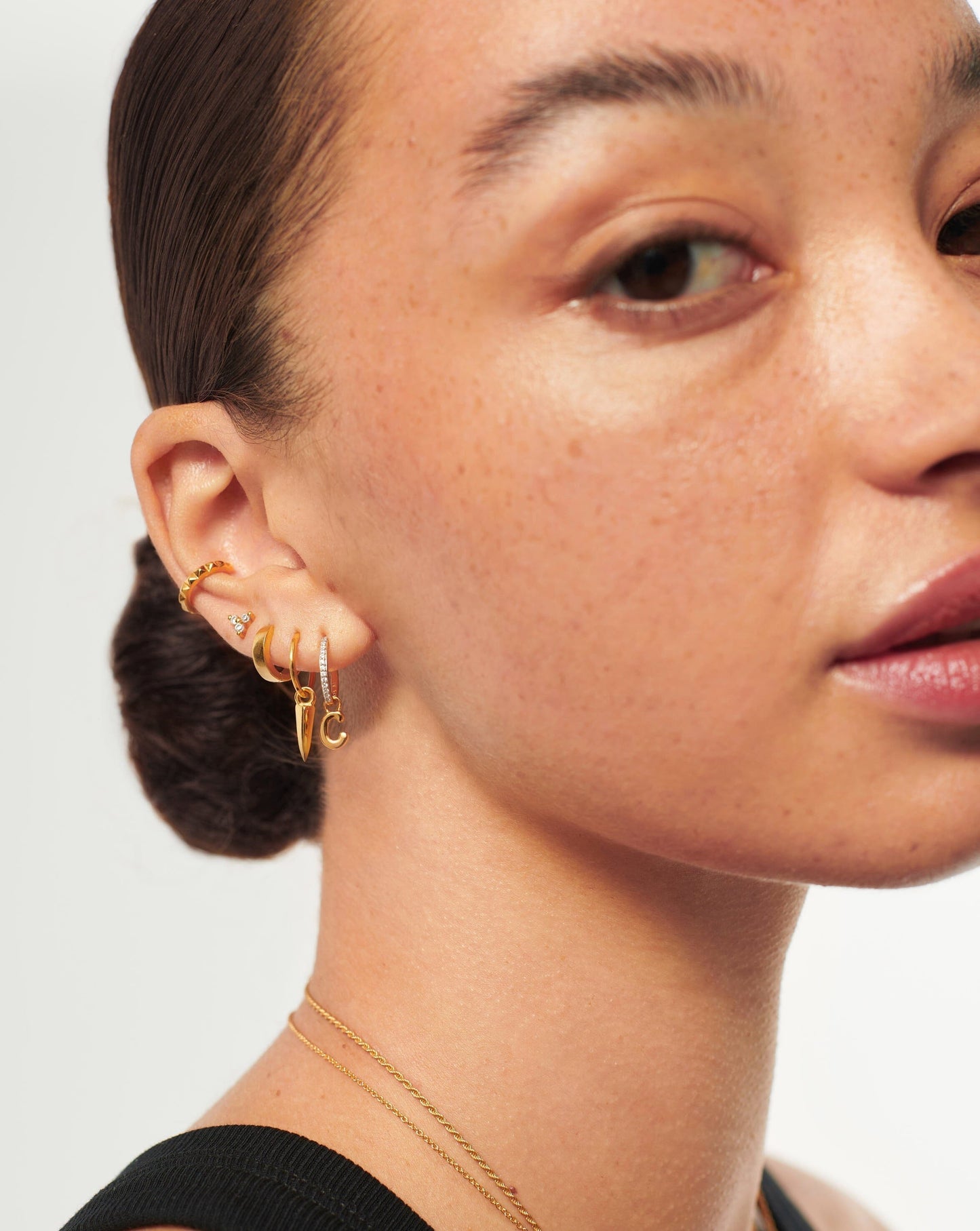 Initial Single Charm Hoop Earring - Initial C | 18ct Gold Plated Vermeil Earrings Missoma