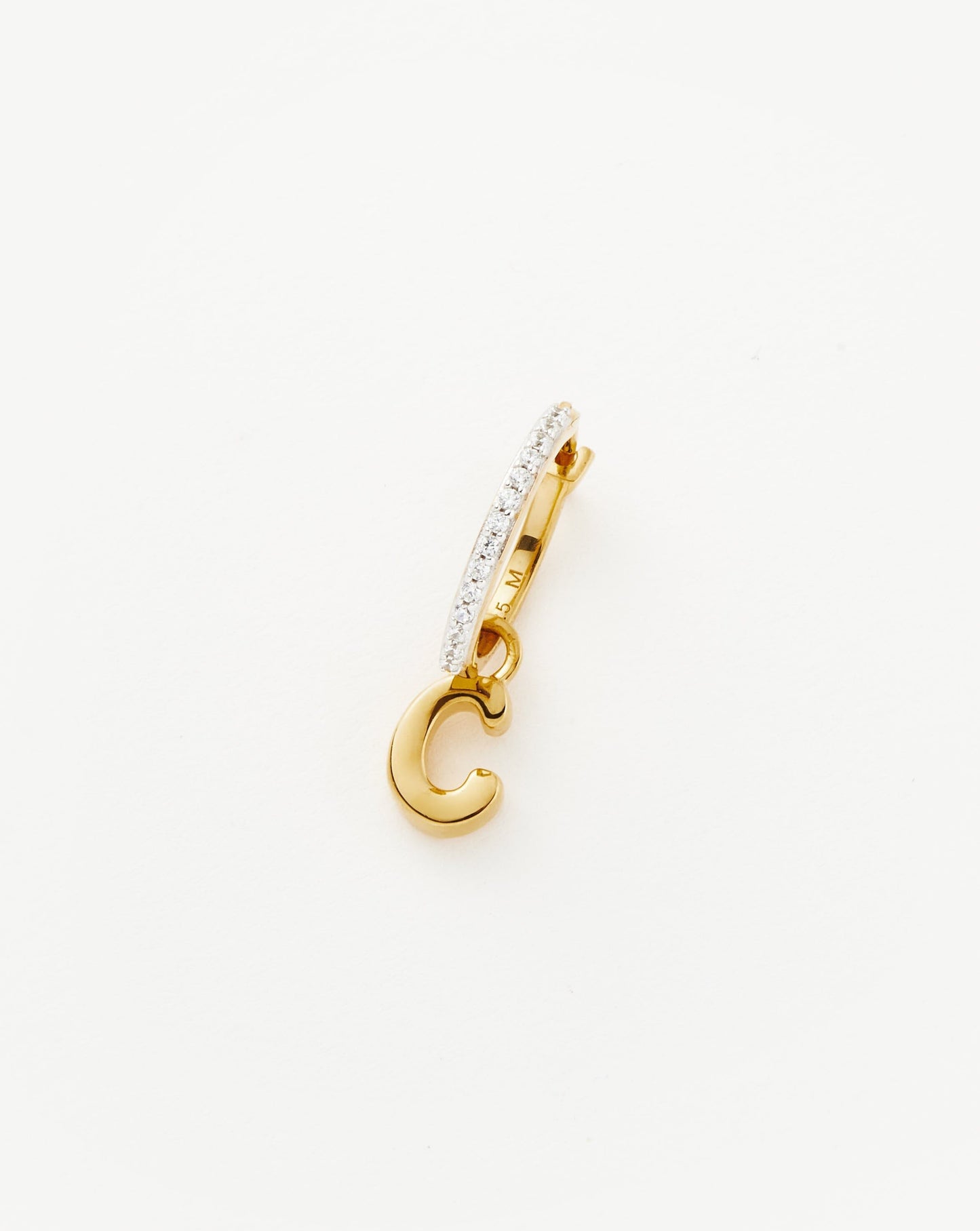 Initial Single Charm Hoop Earring - Initial C | 18ct Gold Plated Vermeil Earrings Missoma