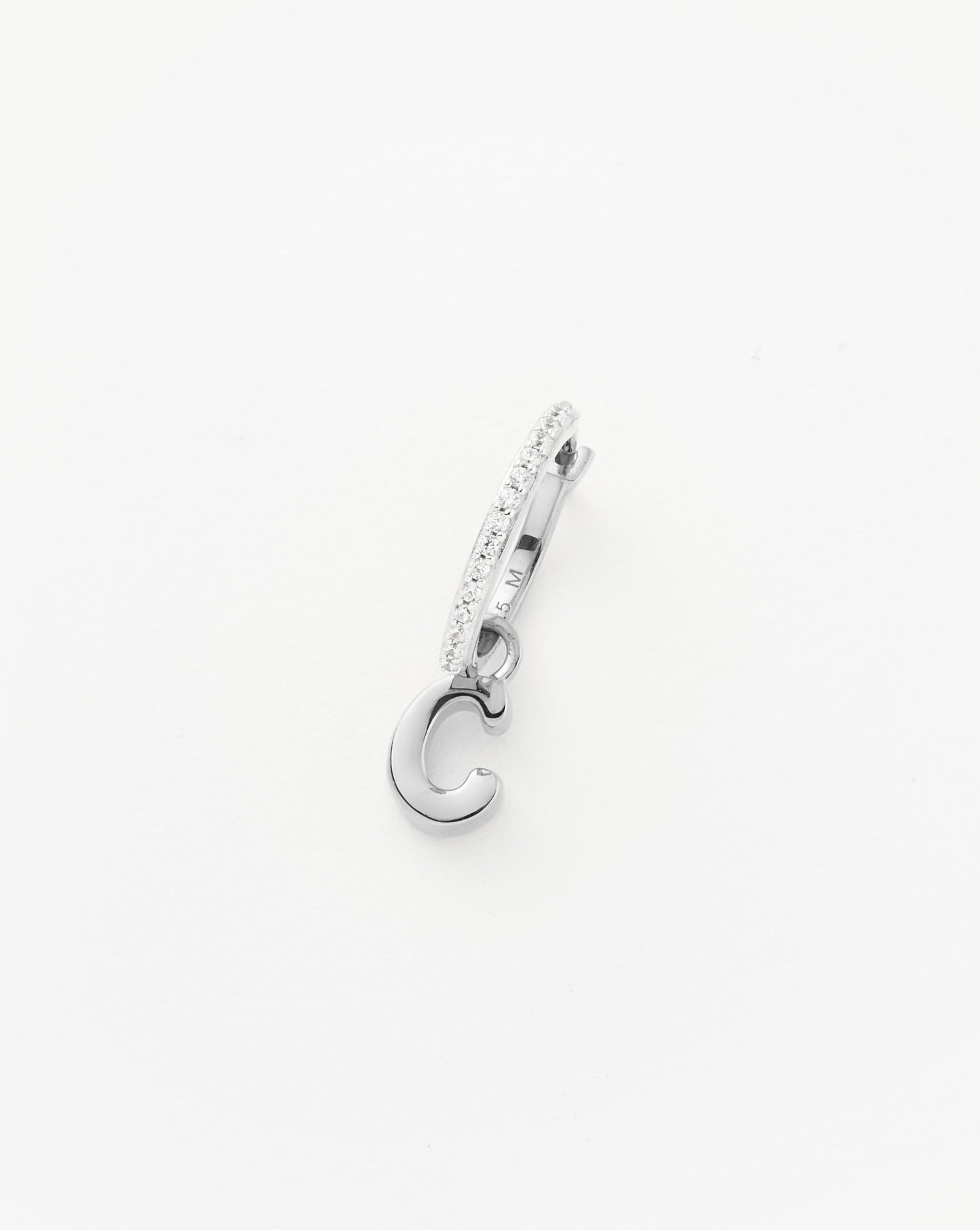Initial Single Charm Hoop Earring - Initial C | Sterling Silver Earrings Missoma