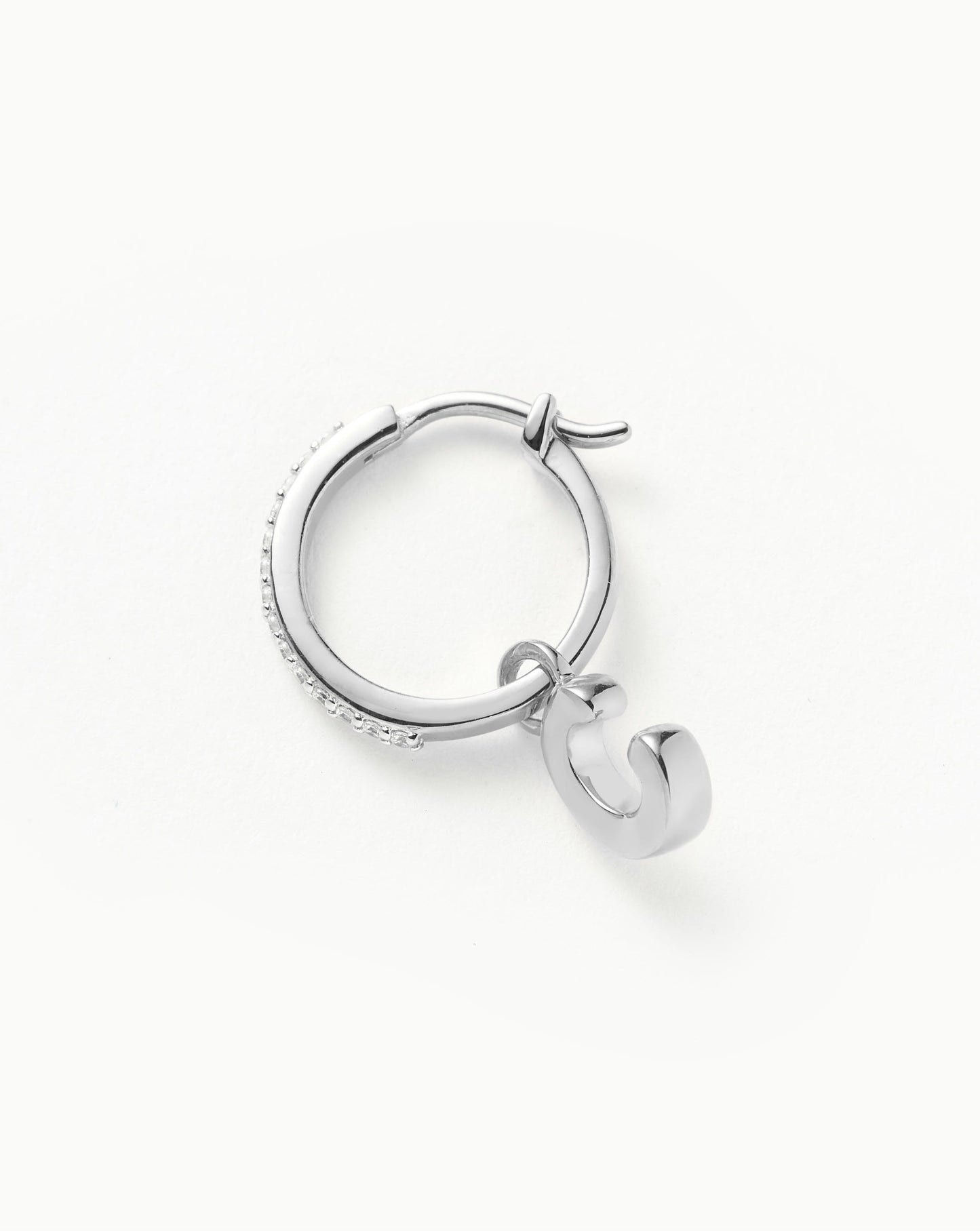 Initial Single Charm Hoop Earring - Initial C | Sterling Silver Earrings Missoma
