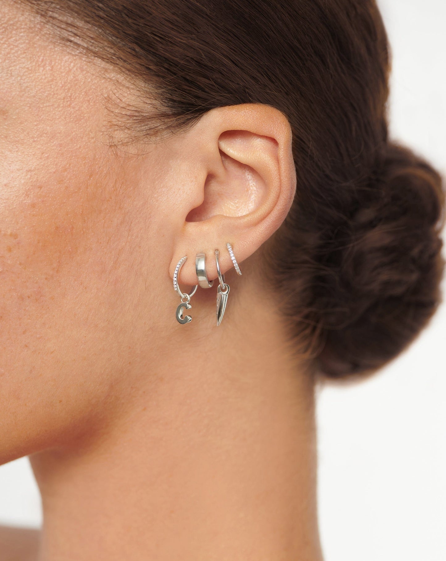 Initial Single Charm Hoop Earring - Initial C | Sterling Silver Earrings Missoma