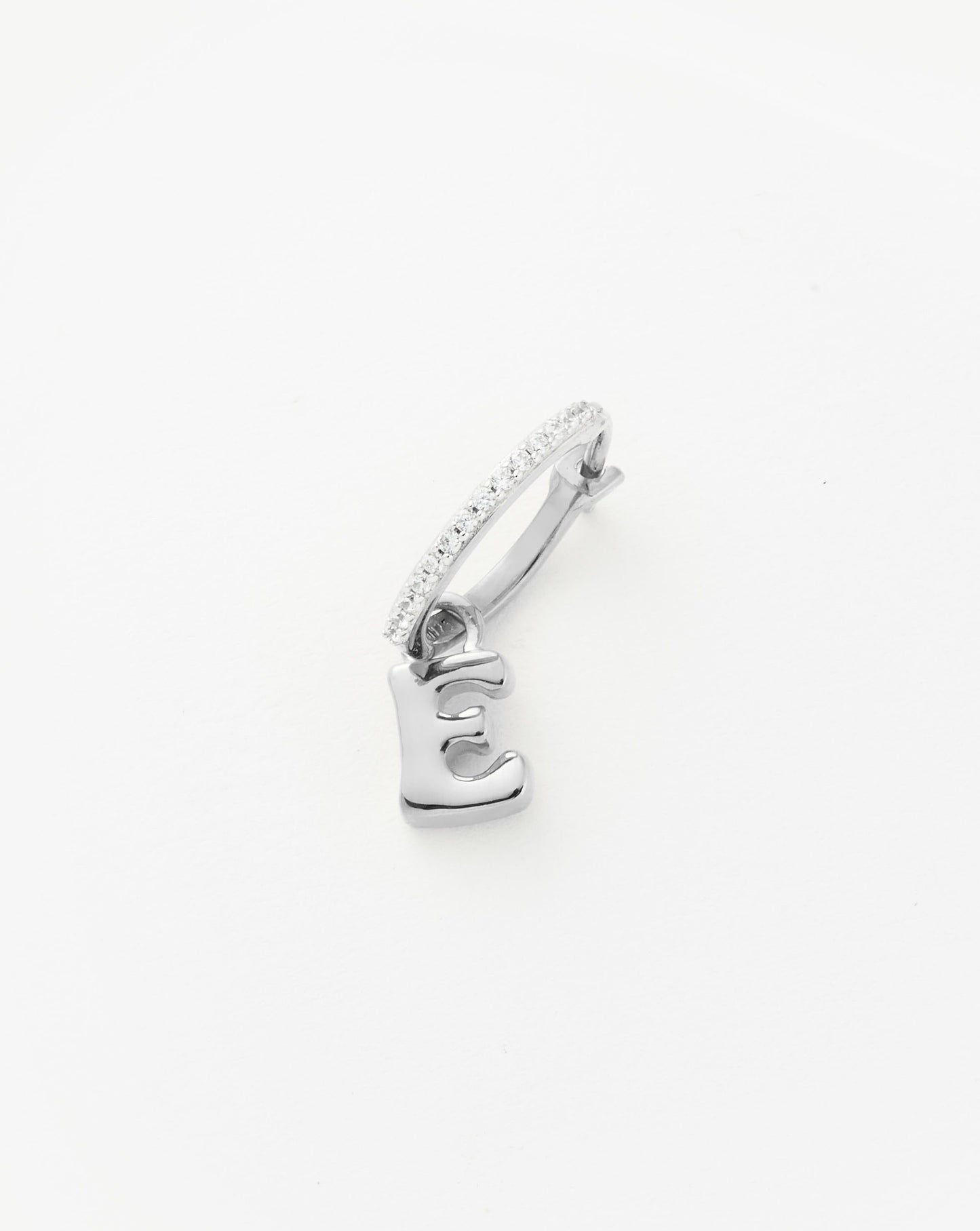 Initial Single Charm Hoop Earring - Initial E | Sterling Silver Earrings Missoma