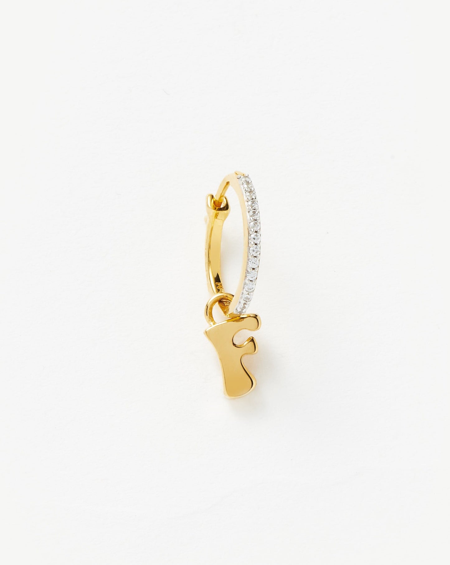 Initial Single Charm Hoop Earring - Initial F | 18ct Gold Plated Vermeil Earrings Missoma