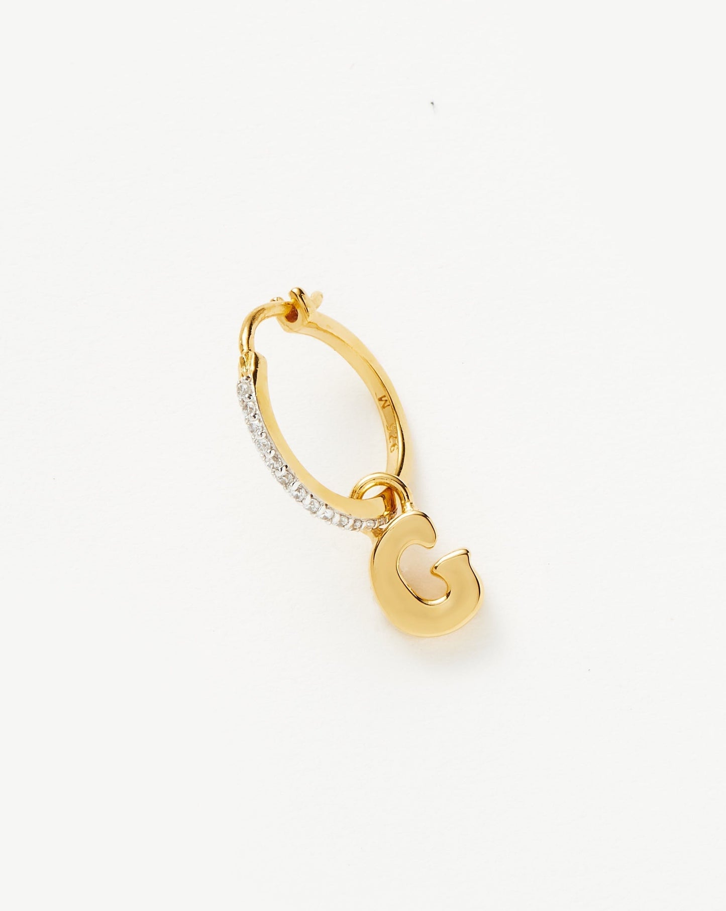 Initial Single Charm Hoop Earring - Initial G | 18ct Gold Plated Vermeil Earrings Missoma