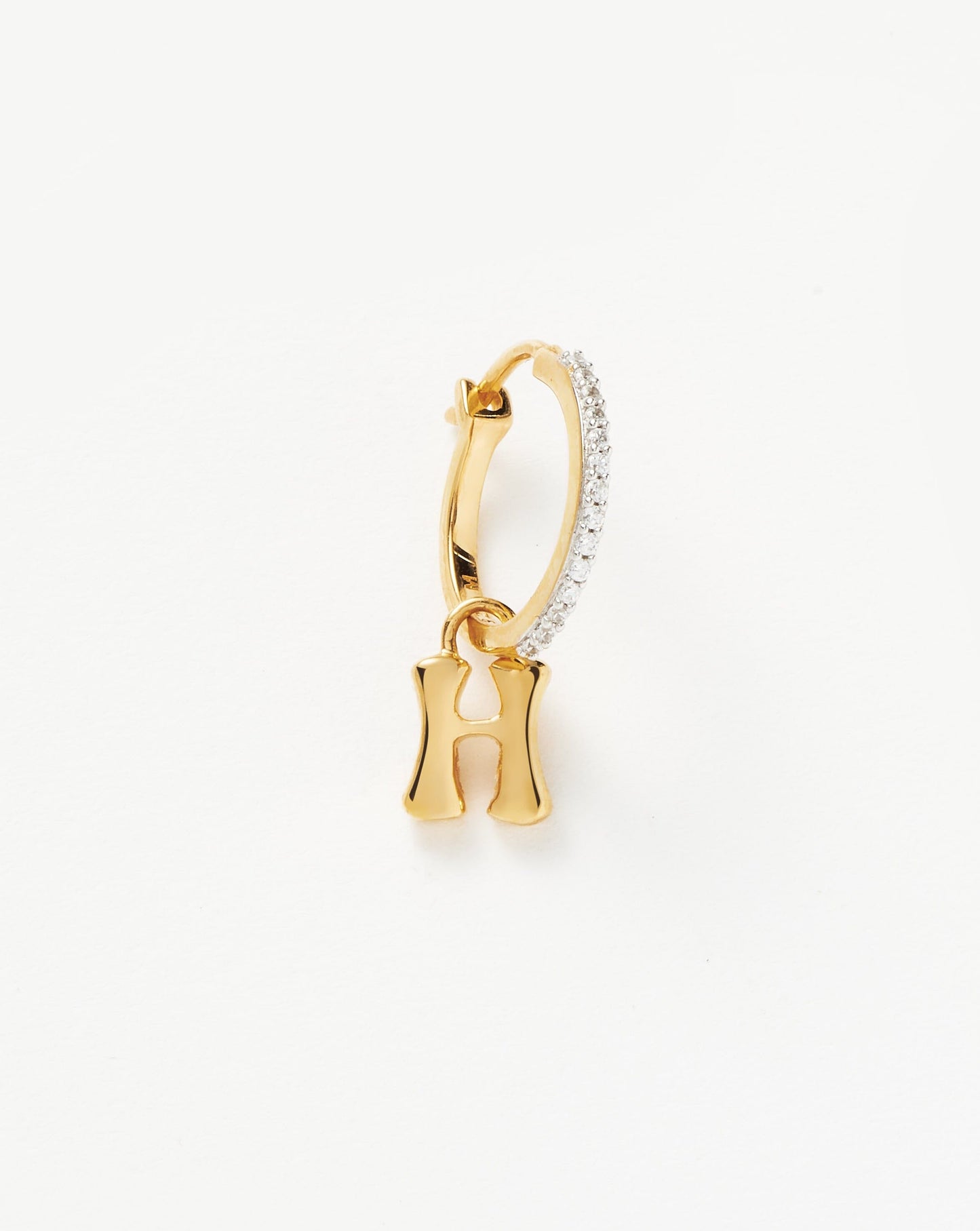 Initial Single Charm Hoop Earring - Initial H | 18ct Gold Plated Vermeil Earrings Missoma
