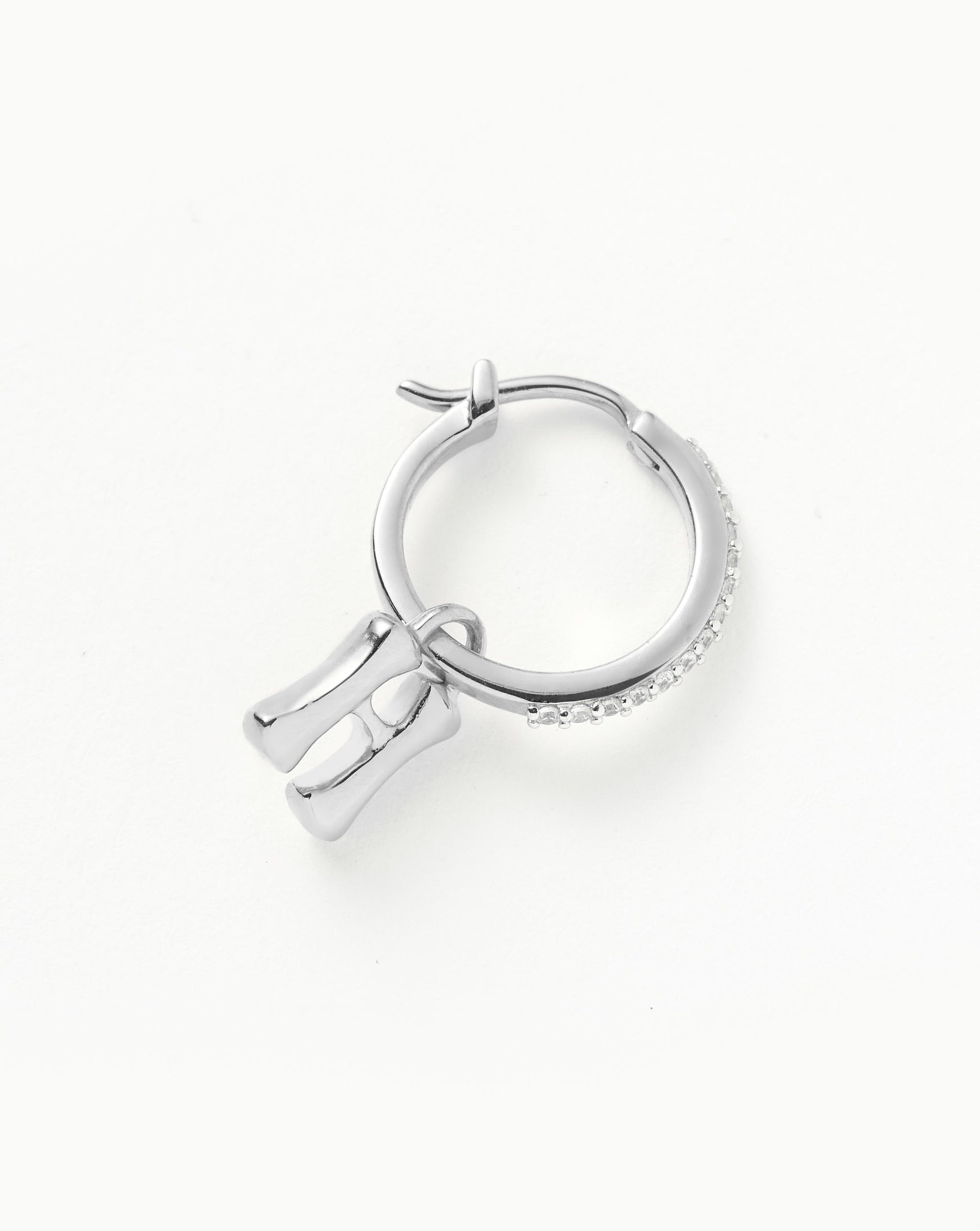 Initial Single Charm Hoop Earring - Initial H | Sterling Silver Earrings Missoma