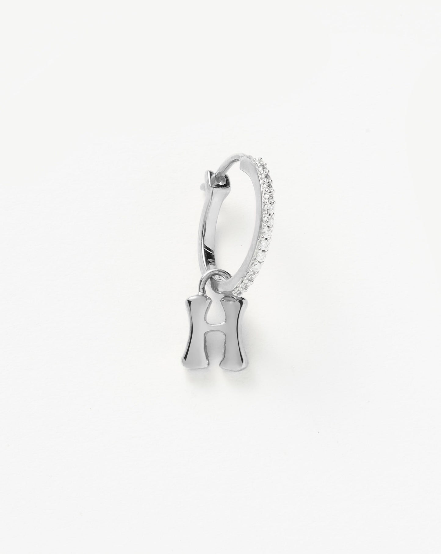 Initial Single Charm Hoop Earring - Initial H | Sterling Silver Earrings Missoma