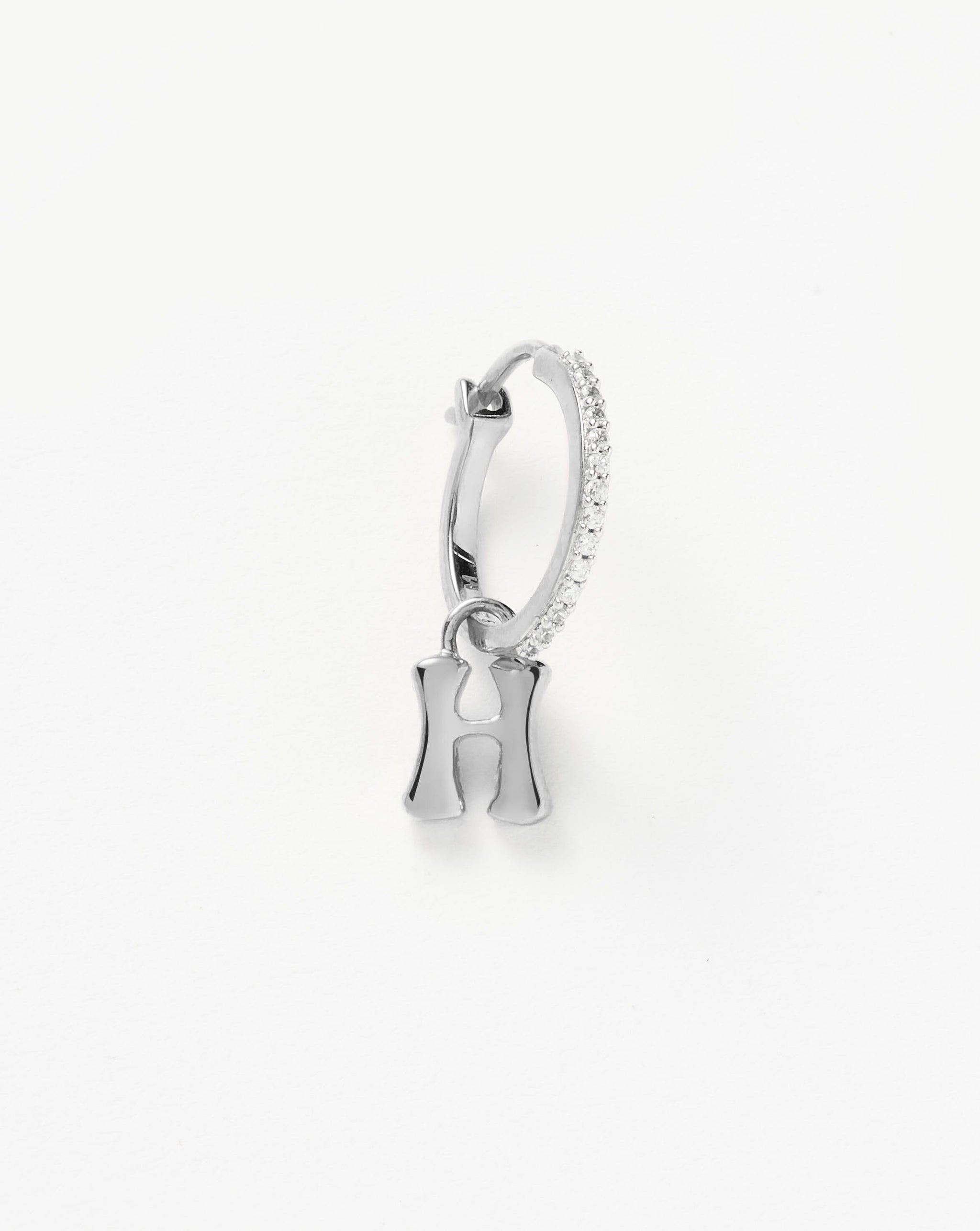 Initial Single Charm Hoop Earring - Initial H | Sterling Silver Earrings Missoma