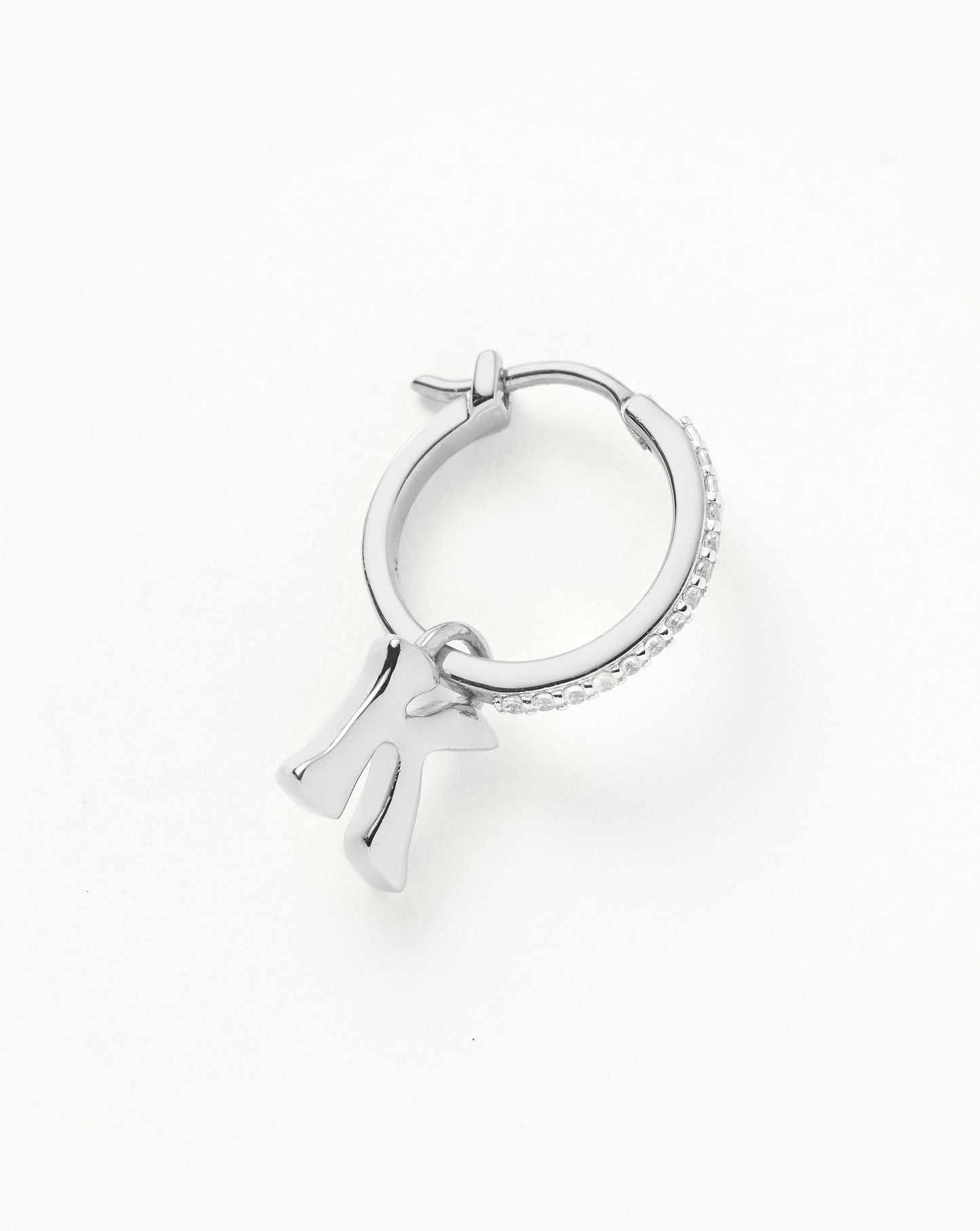 Initial Single Charm Hoop Earring - Initial K | Sterling Silver Earrings Missoma
