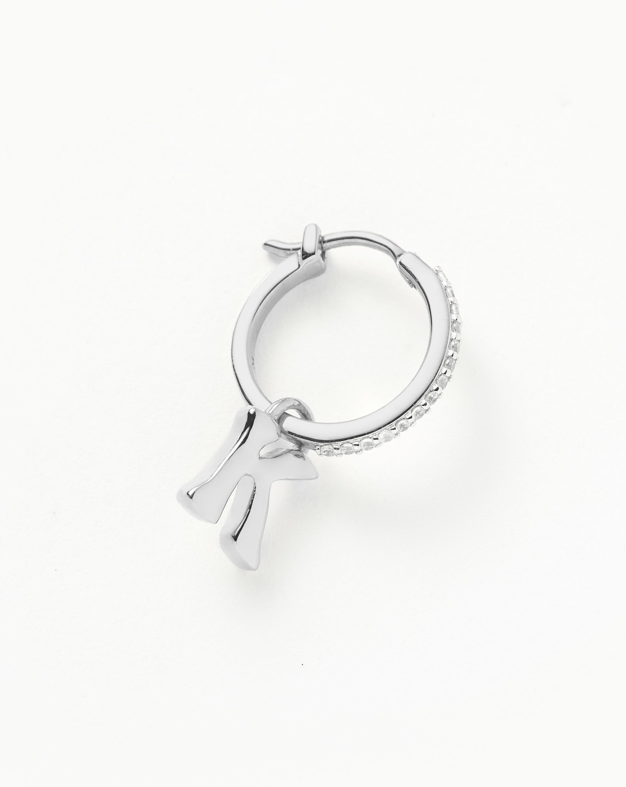 Initial Single Charm Hoop Earring - Initial K | Sterling Silver Earrings Missoma