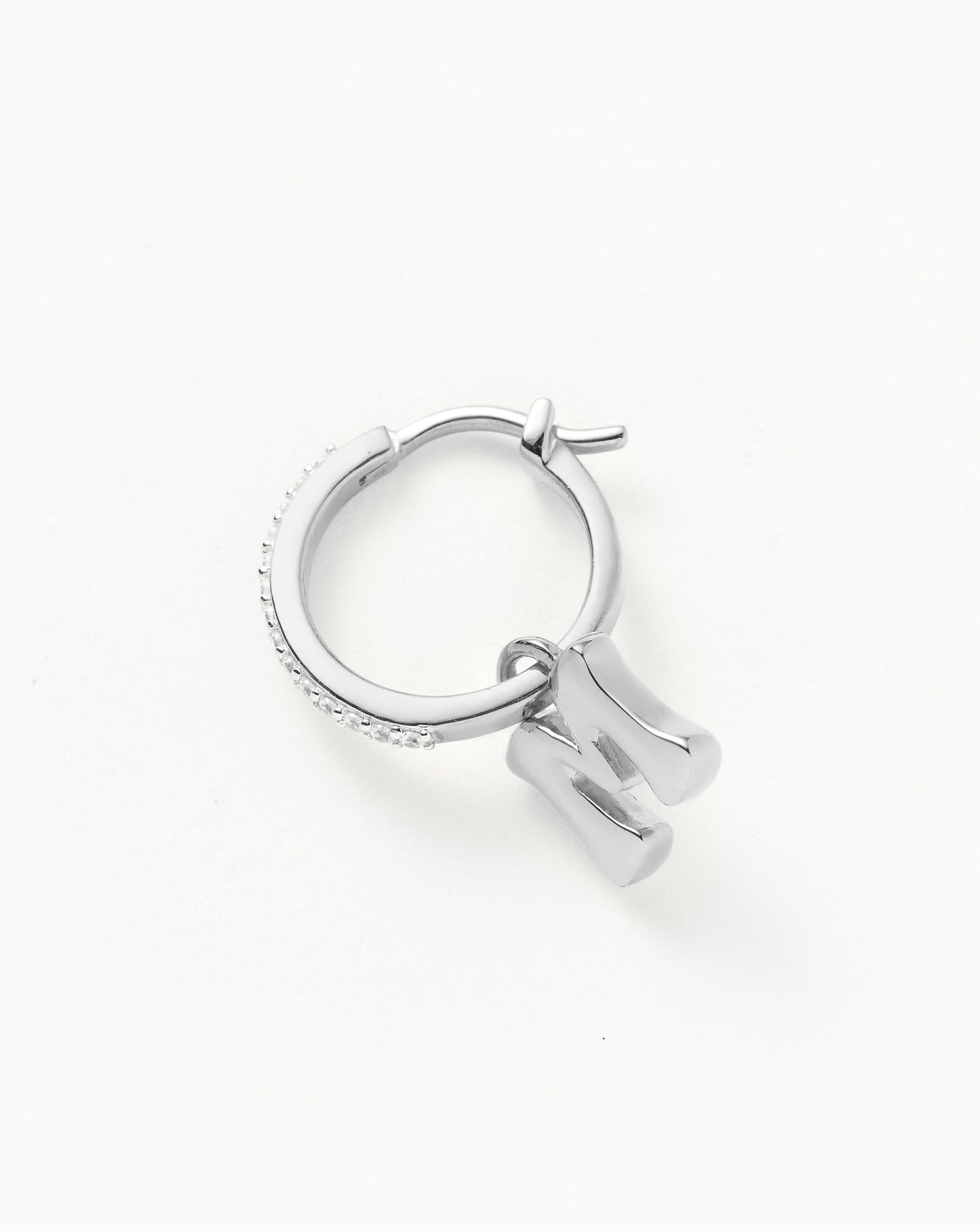 Initial Single Charm Hoop Earring - Initial M | Sterling Silver Earrings Missoma
