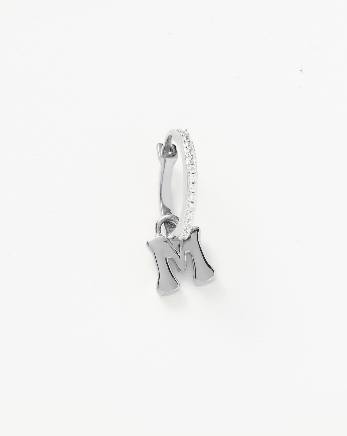 Initial Single Charm Hoop Earring - Initial M | Sterling Silver Earrings Missoma