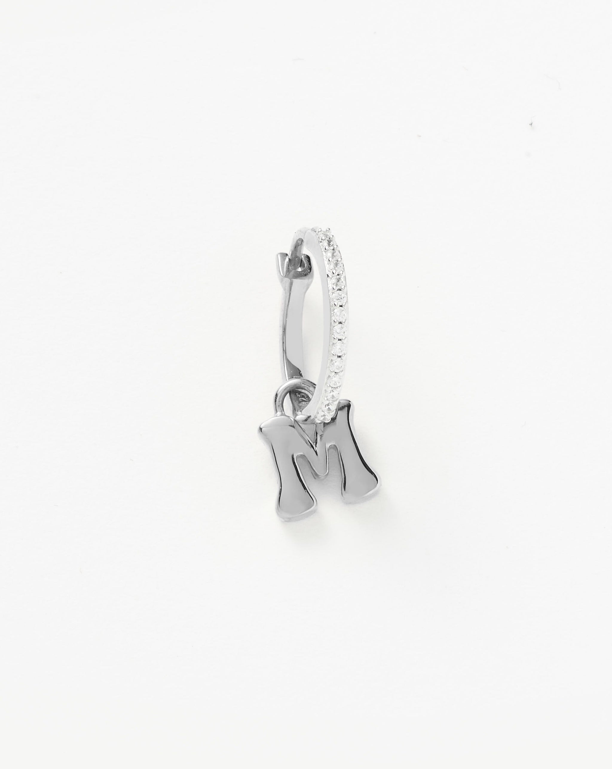 Initial Single Charm Hoop Earring - Initial M | Sterling Silver Earrings Missoma