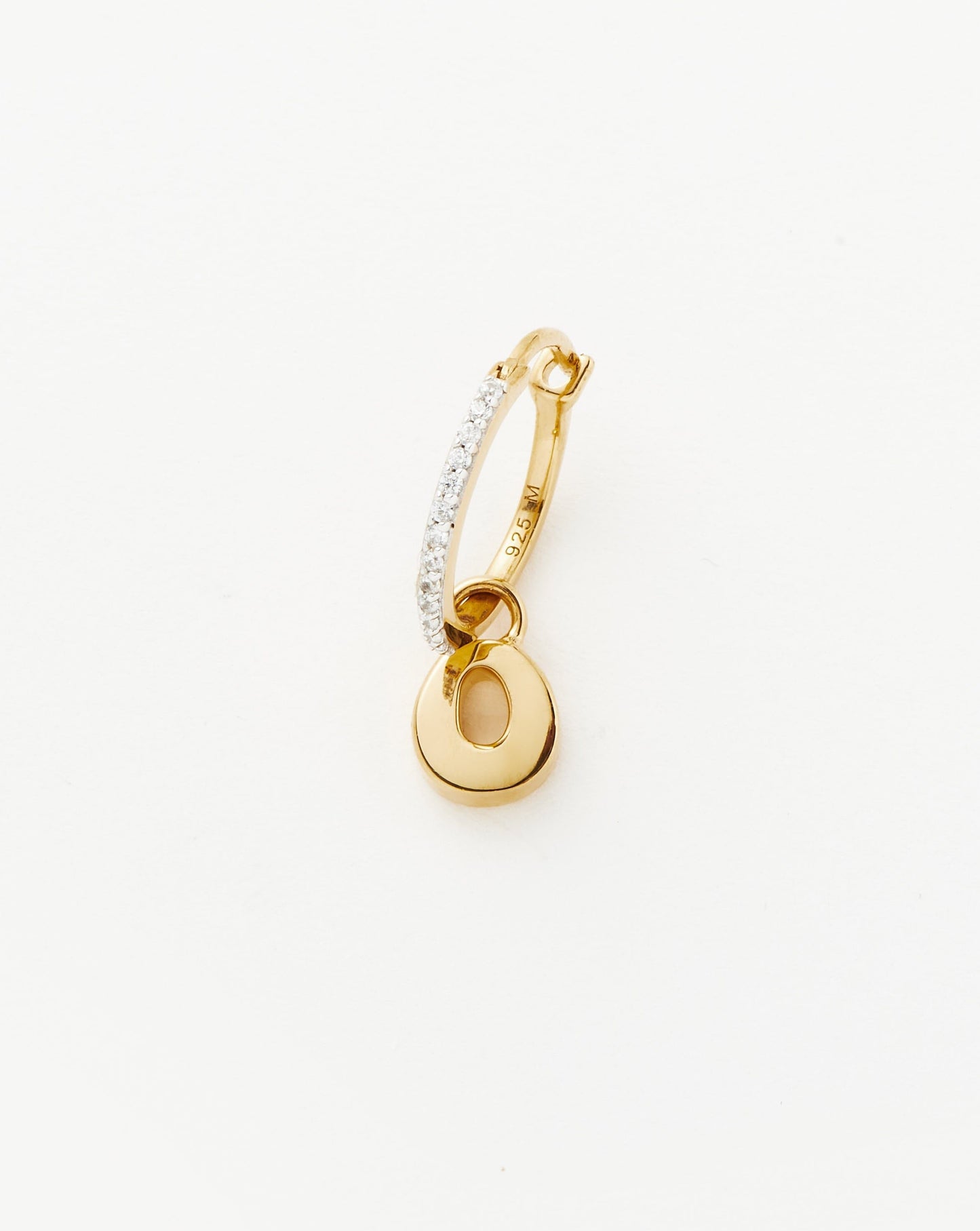 Initial Single Charm Hoop Earring - Initial O | 18ct Gold Plated Vermeil Earrings Missoma