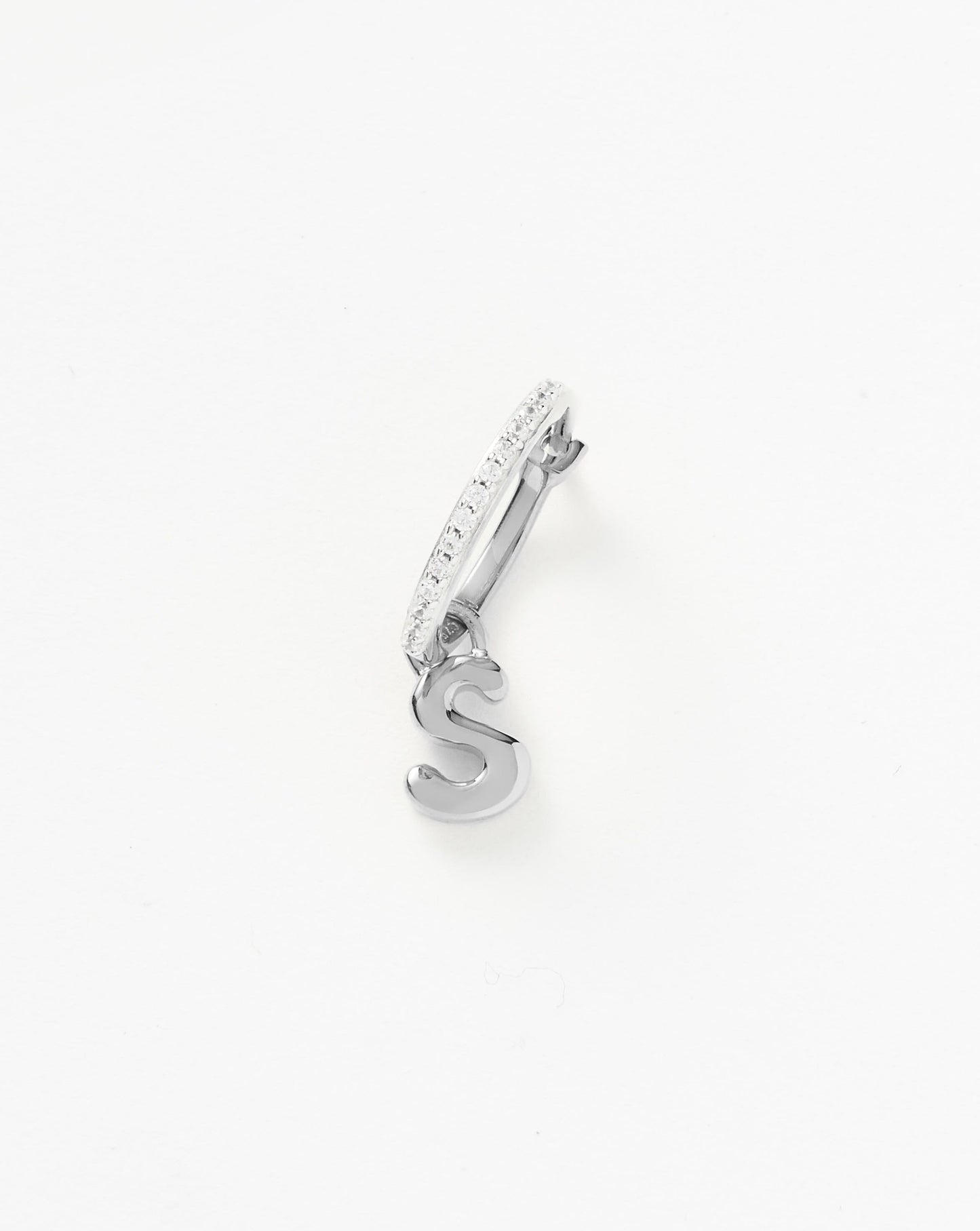 Initial Single Charm Hoop Earring - Initial S | Sterling Silver Earrings Missoma