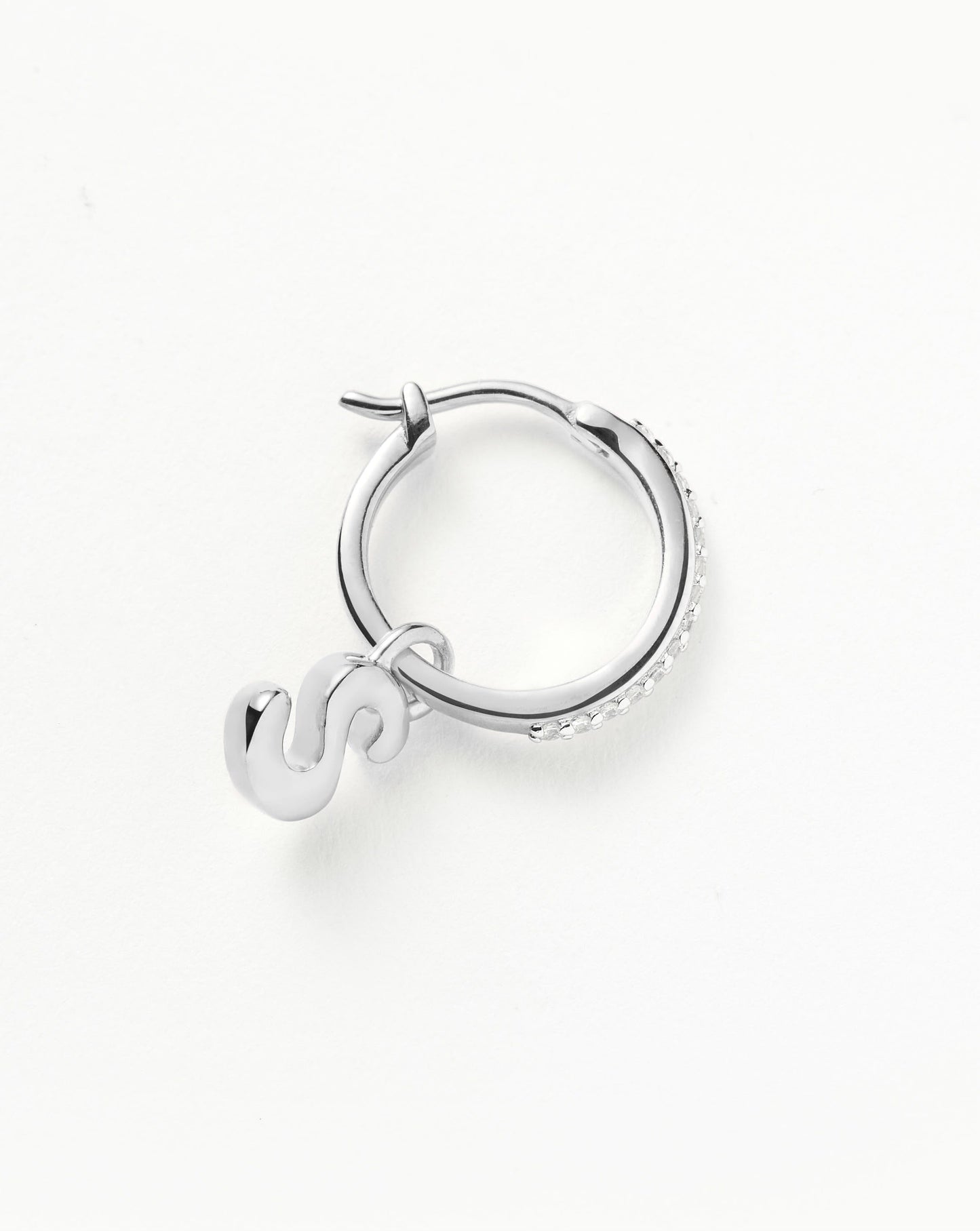 Initial Single Charm Hoop Earring - Initial S | Sterling Silver Earrings Missoma