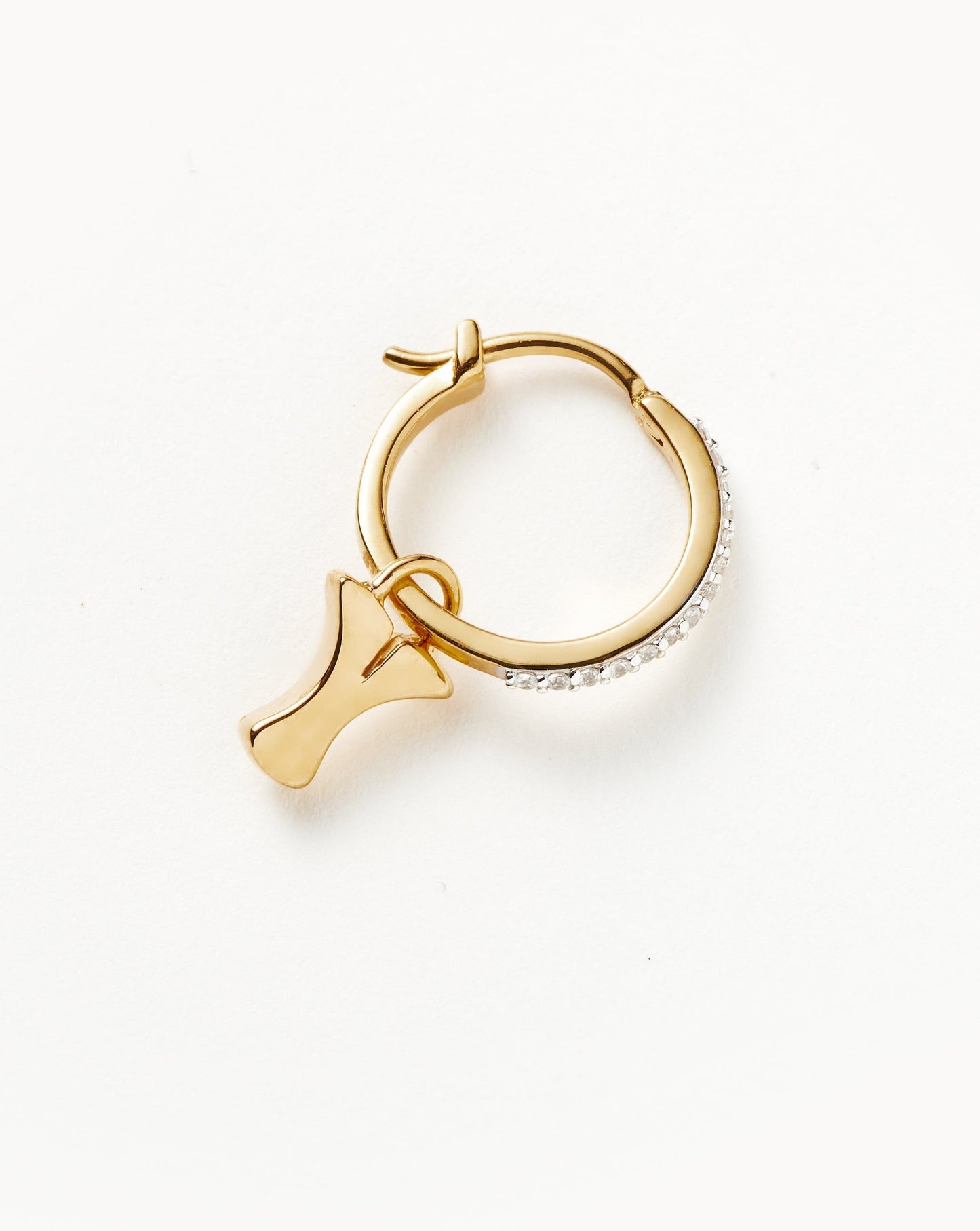 Initial Single Charm Hoop Earring - Initial Y | 18ct Gold Plated Vermeil Earrings Missoma