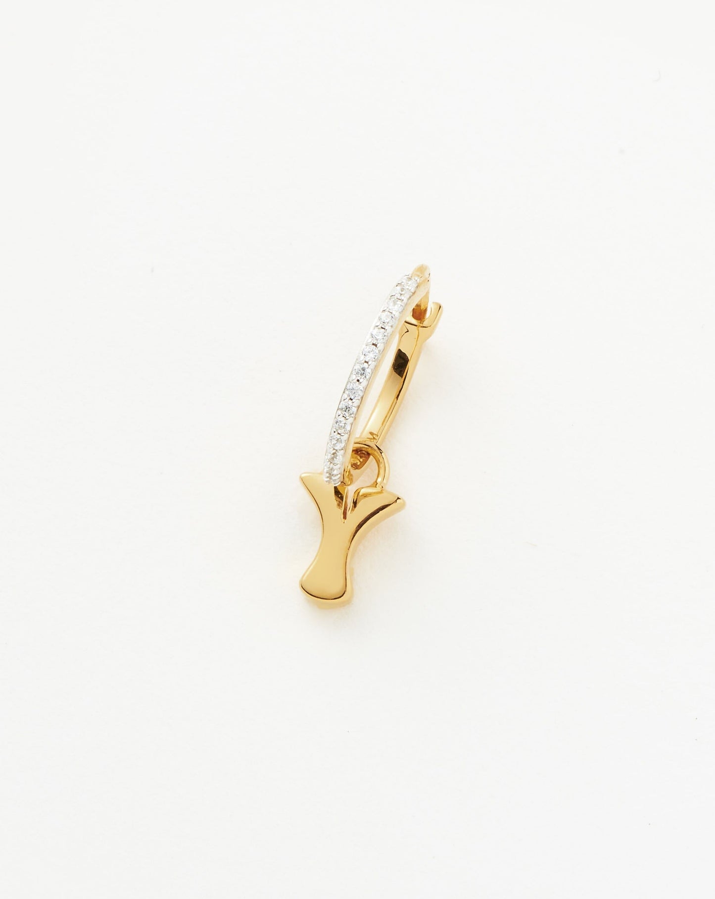Initial Single Charm Hoop Earring - Initial Y | 18ct Gold Plated Vermeil Earrings Missoma