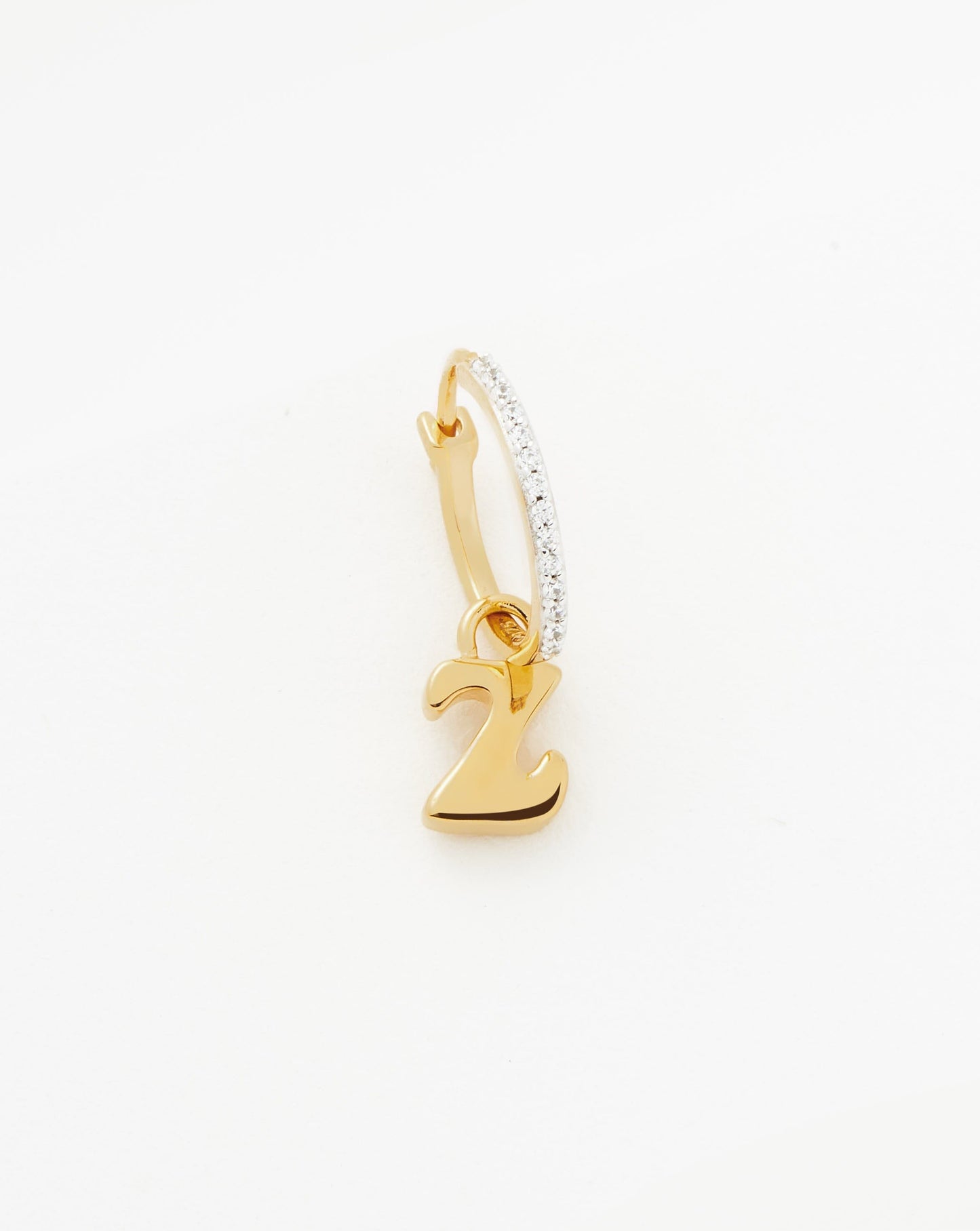 Initial Single Charm Hoop Earring - Initial Z | 18ct Gold Plated Vermeil Earrings Missoma