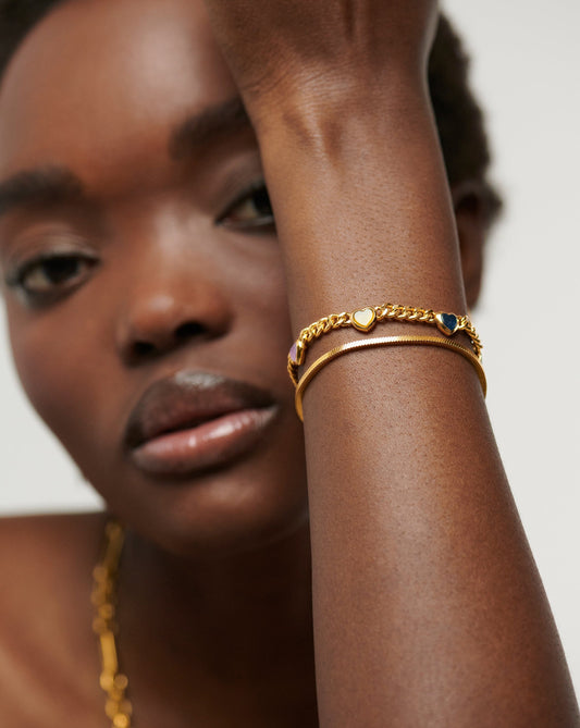 Jelly Heart Gemstone Charm Bracelet | 18ct Gold Plated/Multi Quartz Bracelets Missoma