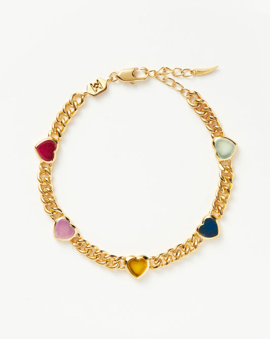 Jelly Heart Gemstone Charm Bracelet | 18ct Gold Plated/Multi Quartz Bracelets Missoma