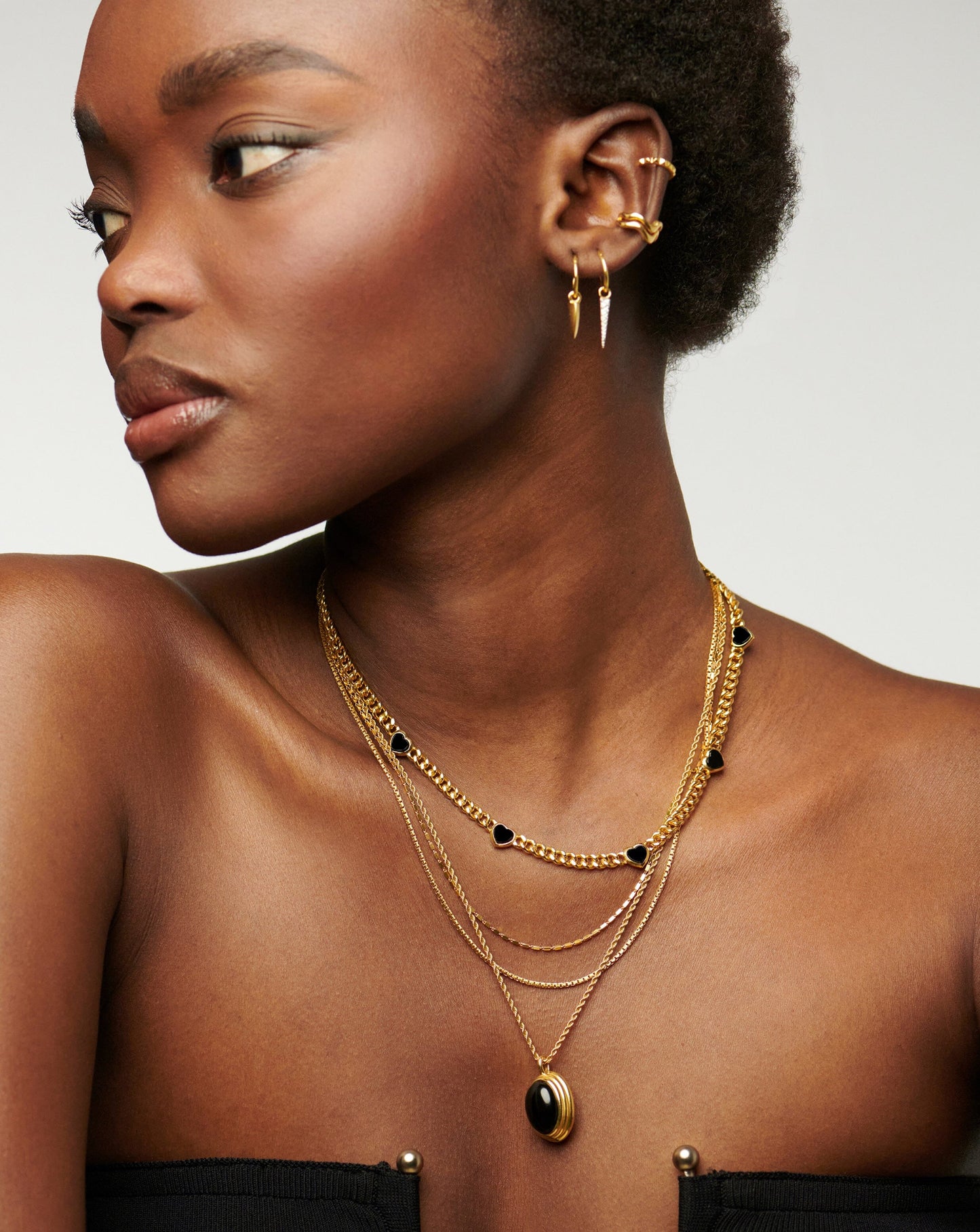 Jelly Heart Gemstone Charm Necklace | 18ct Gold Plated/Black Onyx Necklaces Missoma