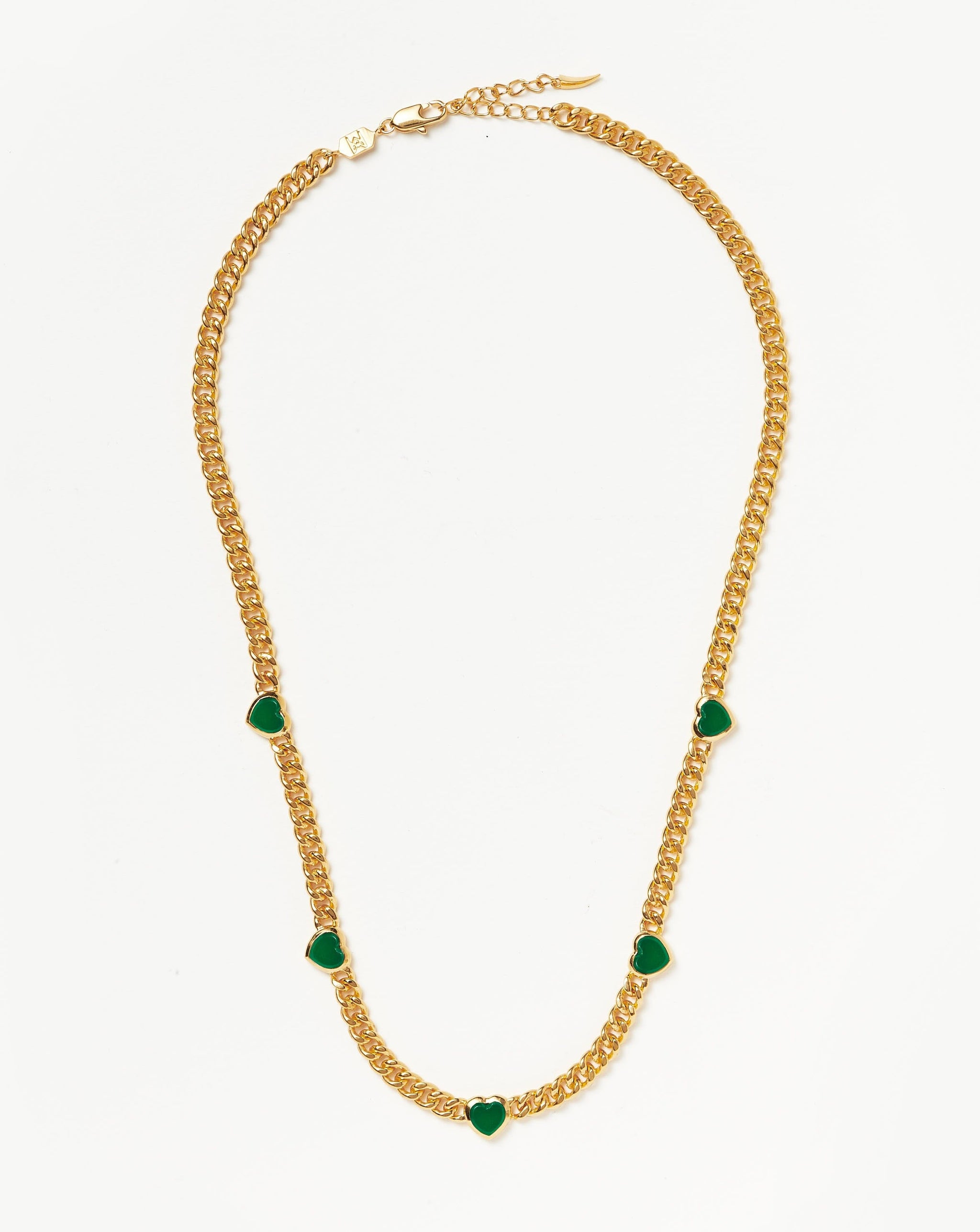 Jelly Heart Gemstone Charm Necklace | 18ct Gold Plated/Green Chalcedony Necklaces Missoma