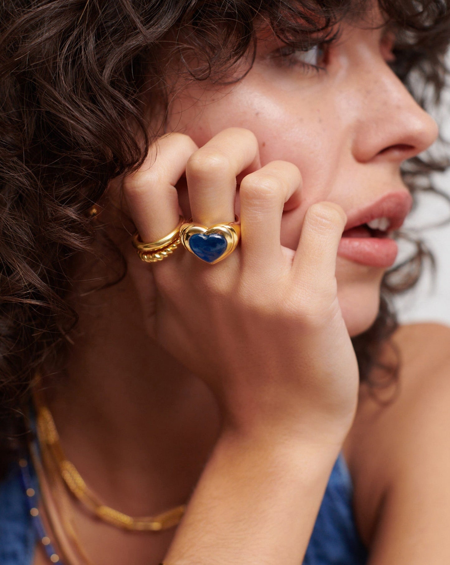 Jelly Heart Gemstone Ring | 18ct Gold Plated/Blue Quartz Rings Missoma