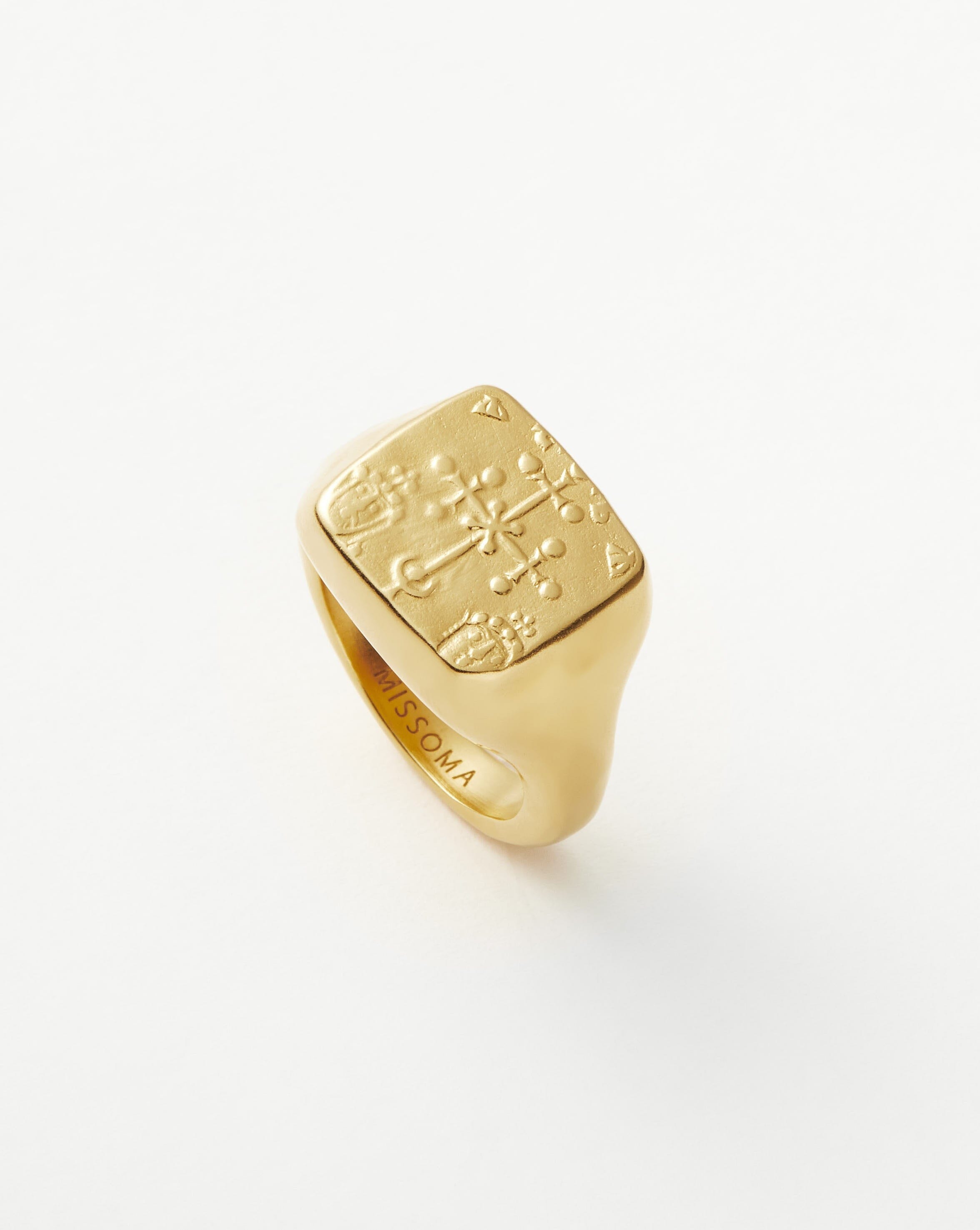 Lucy Williams Byzantine Coin Signet Ring   ct Gold Plated