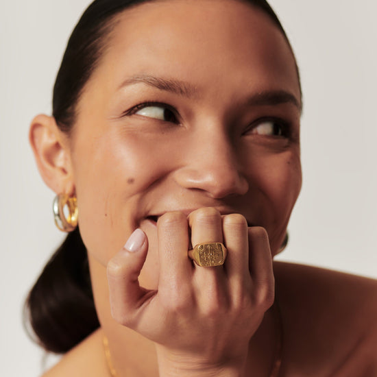 Lucy Williams Byzantine Coin Signet Ring | 18ct Gold Plated Rings Missoma