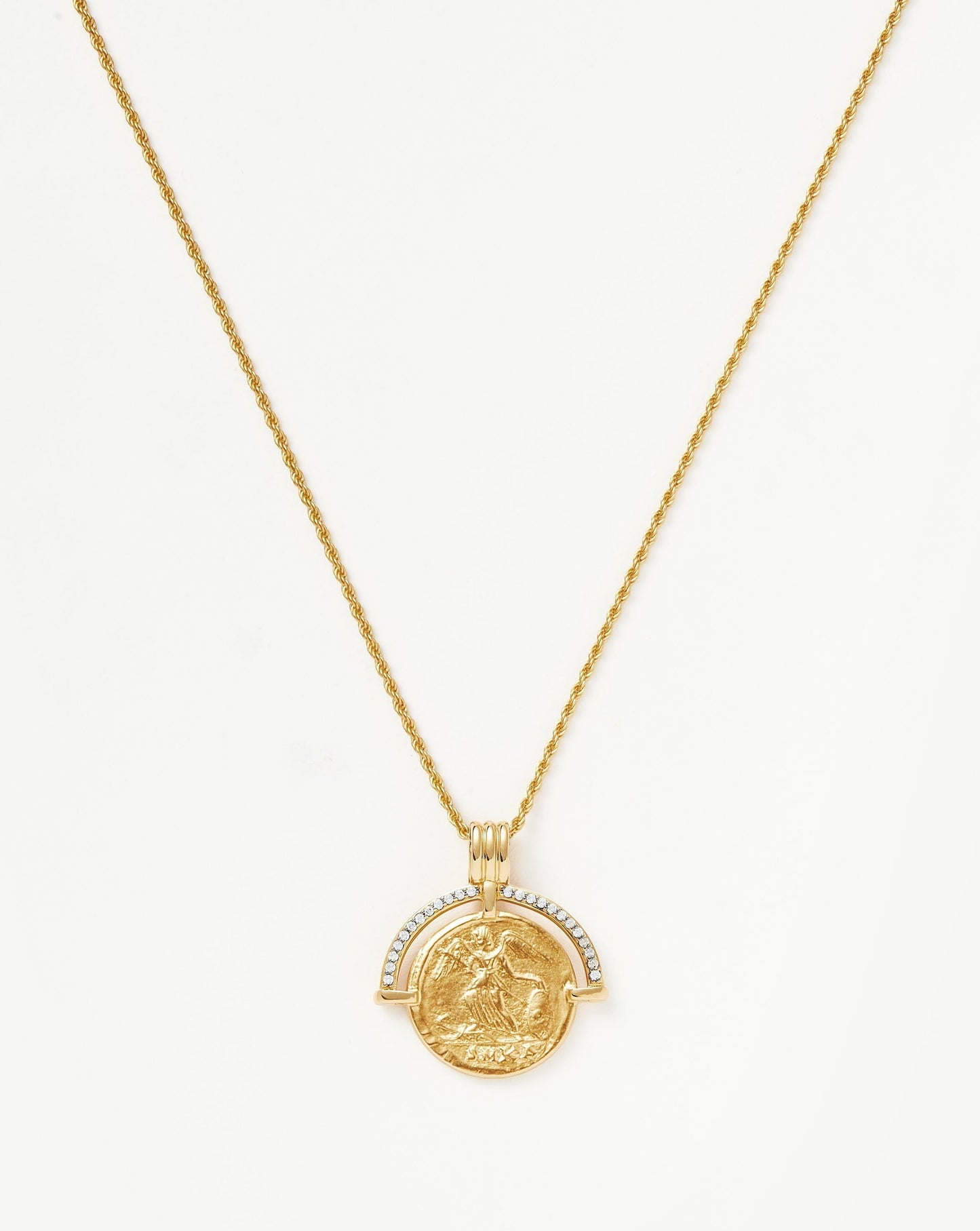 Lucy Williams Engravable Fortuna Arc Coin Pendant Necklace | 18ct Gold Plated/Cubic Zirconia Necklaces Missoma