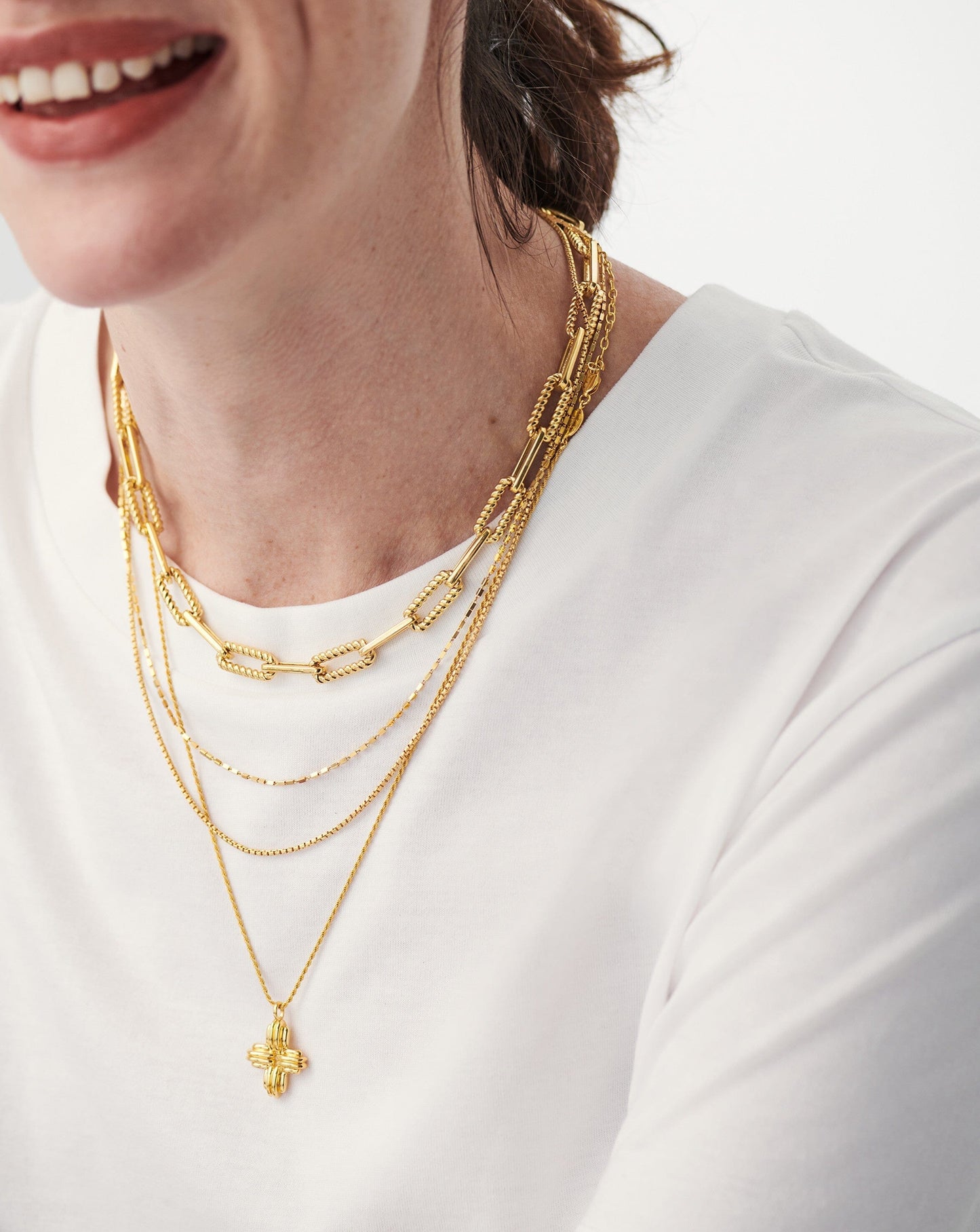 Lucy Williams Large Ridge Cross Necklace | 18ct Gold Plated Vermeil Necklaces Missoma