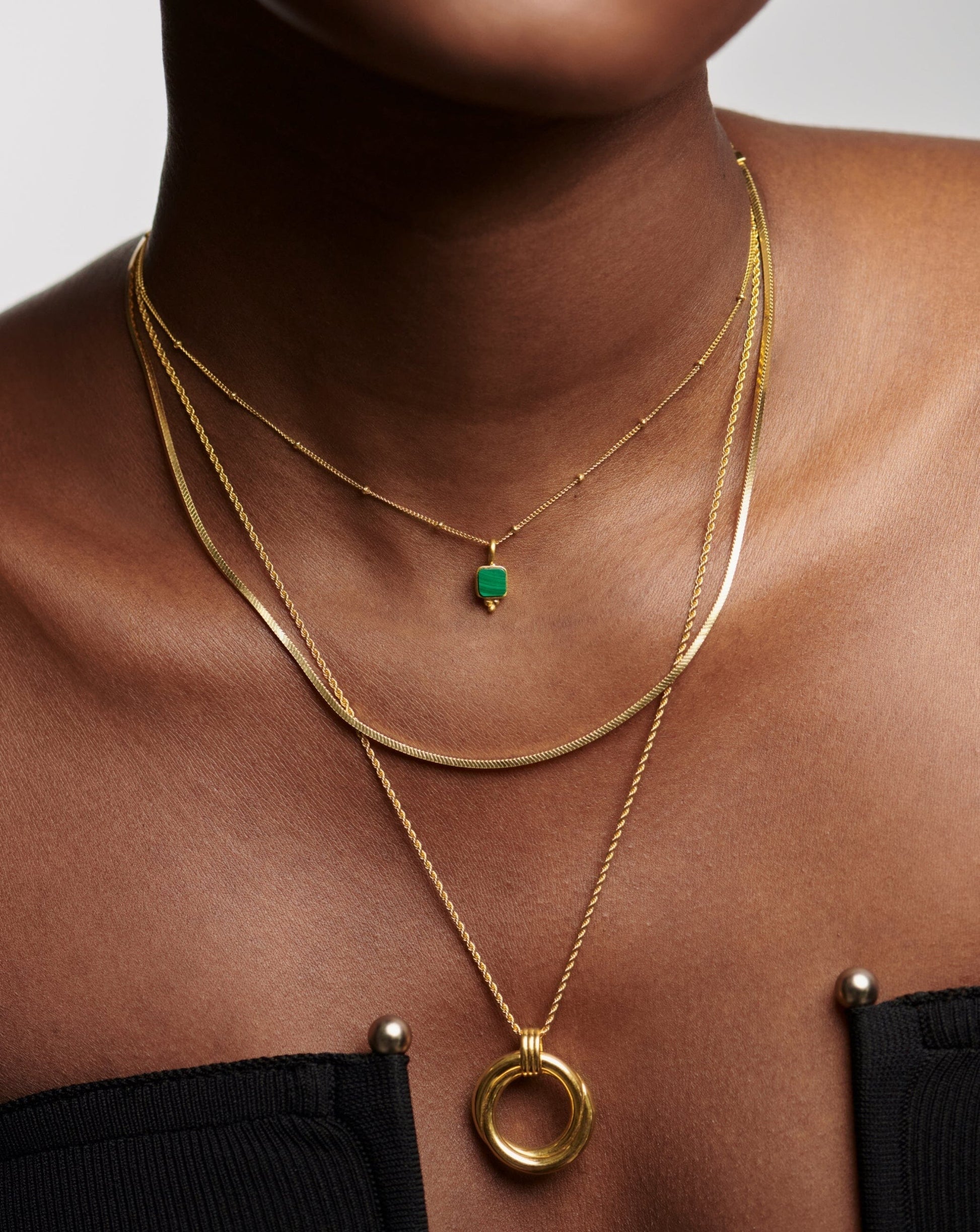 Lucy Williams Malachite Choker | 18ct Gold Plated Vermeil/Malachite Necklaces Missoma
