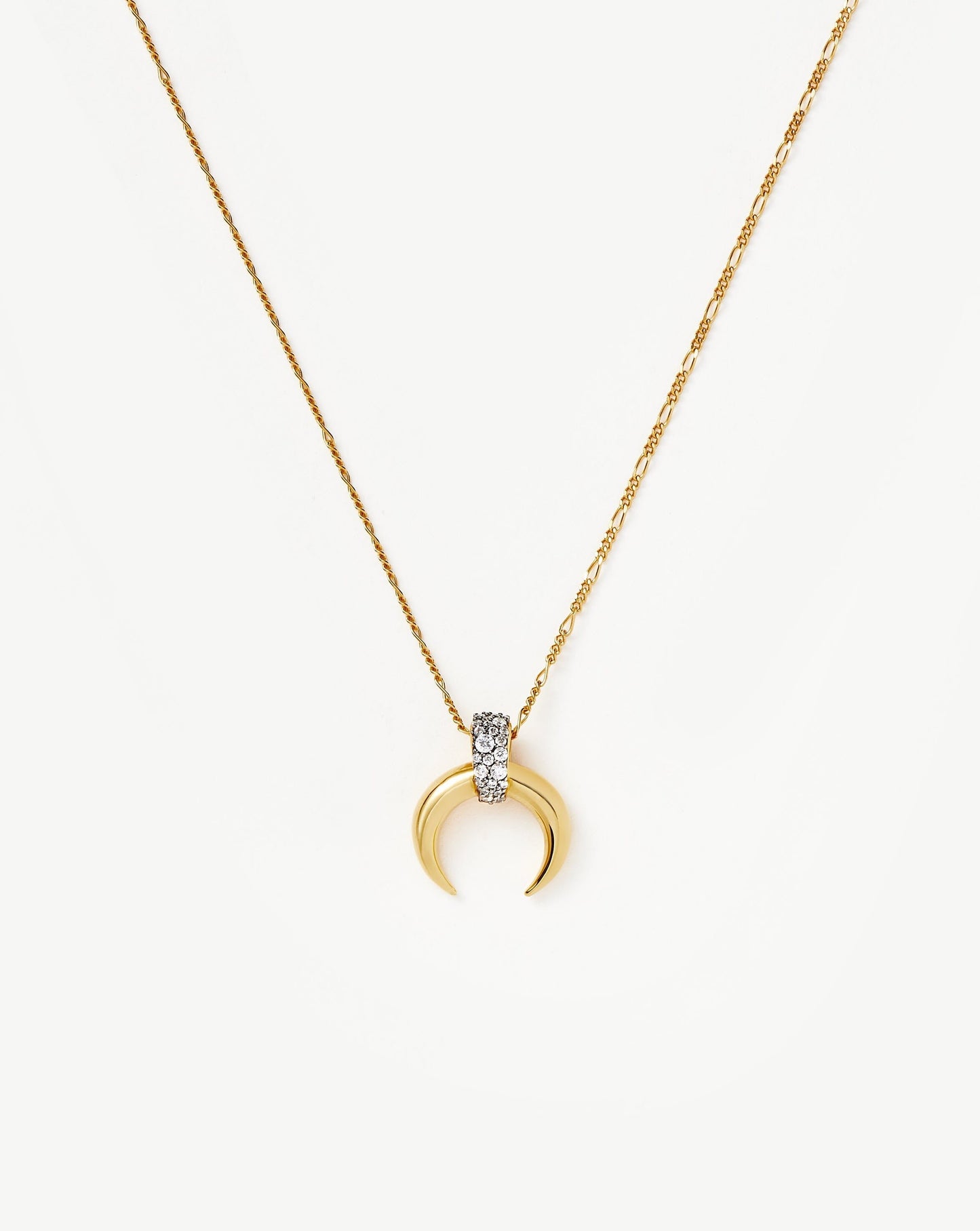 Lucy Williams Pavé Horn Pendant Necklace | 18ct Gold Plated Vermeil/Cubic Zirconia Necklaces Missoma