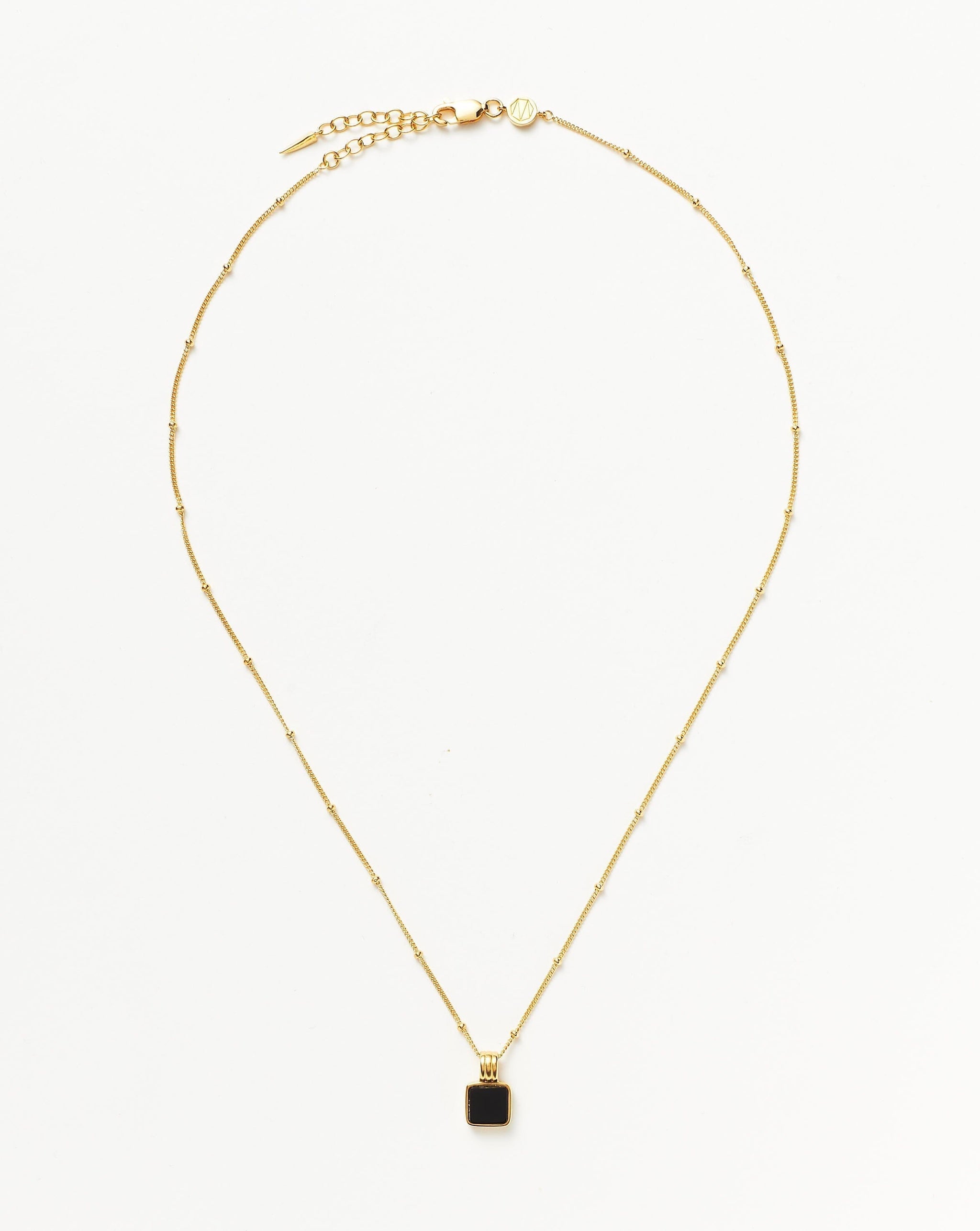 Lucy Williams Square Onyx Gemstone Necklace | 18ct Gold Plated Vermeil/Black Onyx Necklaces Missoma