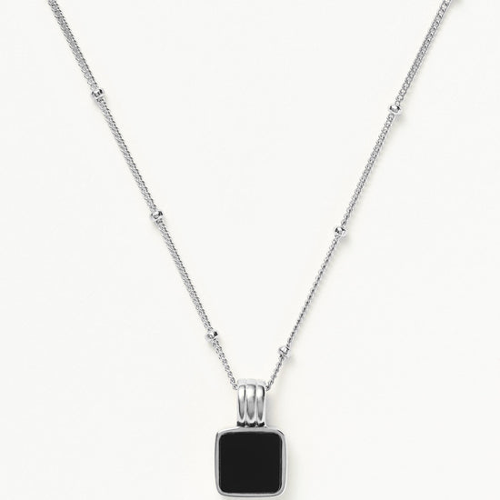 Lucy Williams Square Onyx Gemstone Necklace | Sterling Silver/Black Onyx Necklaces Missoma