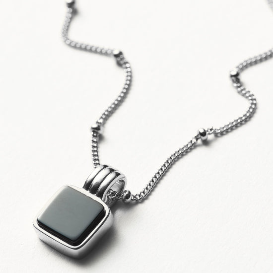 Lucy Williams Square Onyx Gemstone Necklace | Sterling Silver/Black Onyx Necklaces Missoma