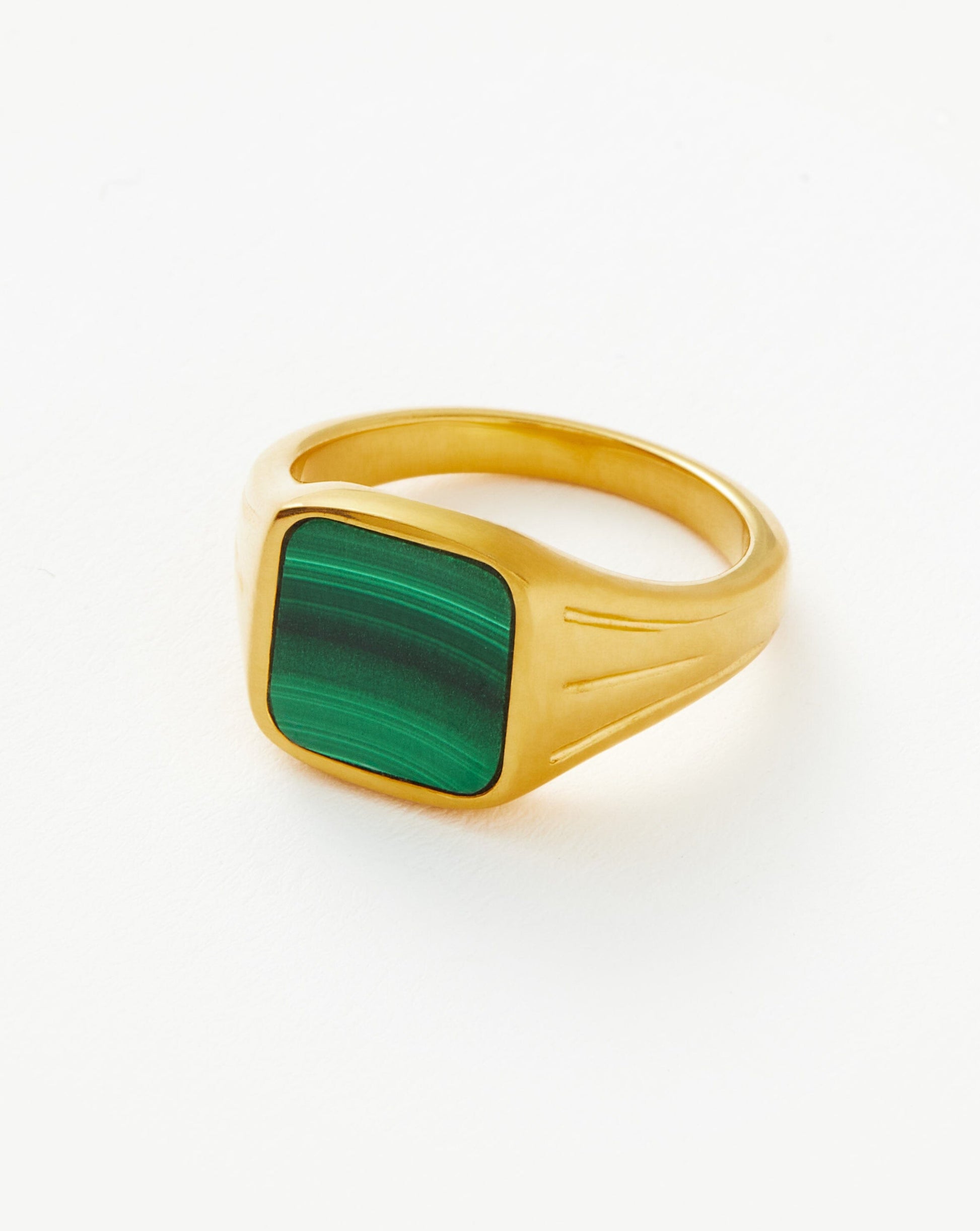 Lucy Williams Square Signet Ring | 18ct Gold Plated Vermeil/Malachite Rings Missoma